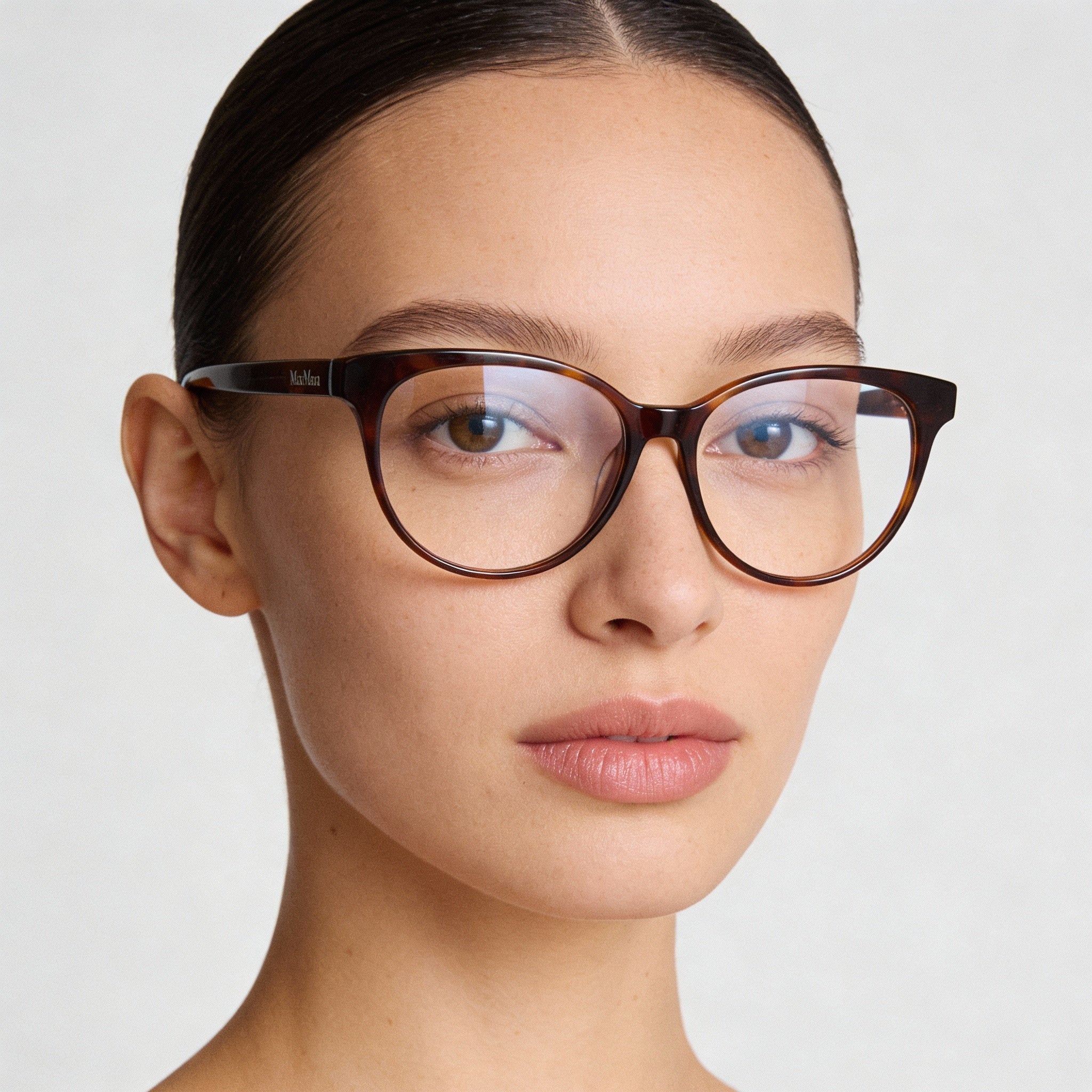 MaxMara Casual Women's Dark Tortoise Pantographed Plastic Full Rim Square Eyeglasses with Clear Lenses 54mm, Photo 5
