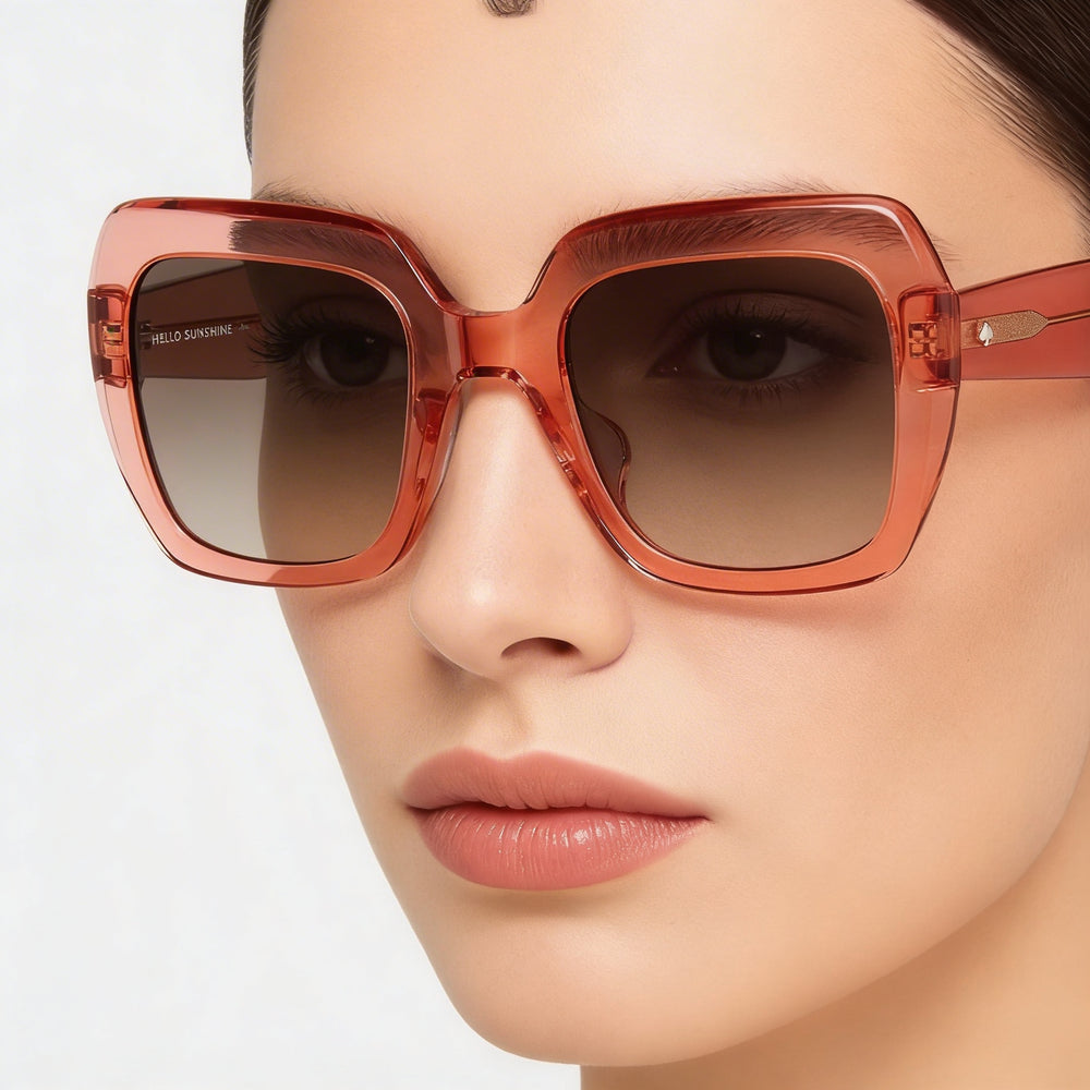 Gafas de sol Kate Spade New York NAOMI/S de acetato color melocotón y marrón oscuro degradado con protección UV para mujer, 52 mm