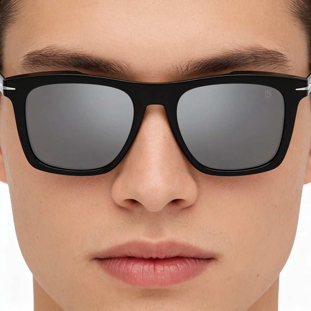 David Beckham Db 7000/S Unisex Black Acetate Frame Non-Polarized Silver Mirror Lenses 51mm Sunglasses