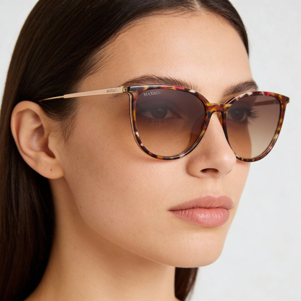 Gafas de sol Max & Co. Modern para mujer con montura Havana inyectada y lentes marrones degradadas, 57-16-140