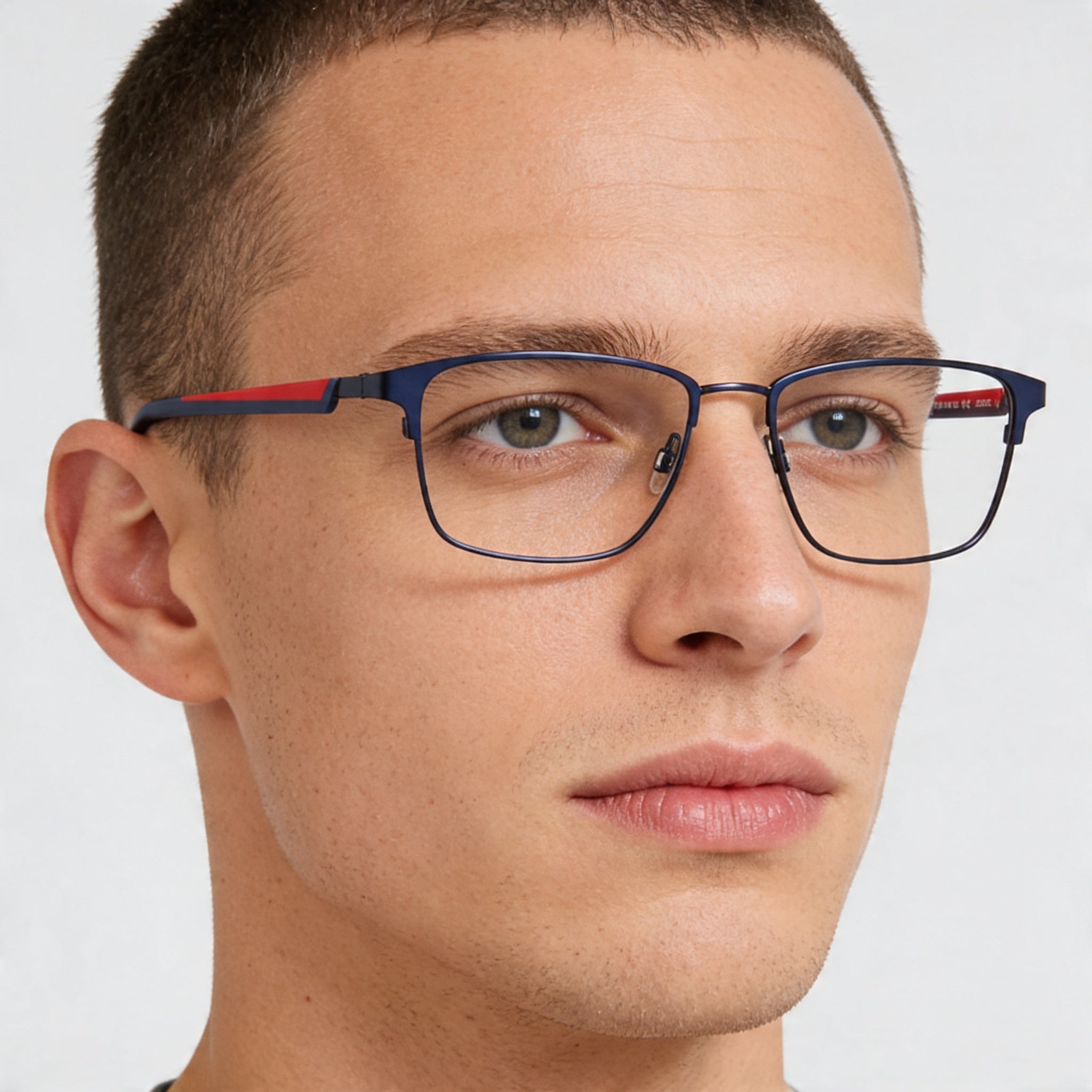 Gafas Oftálmicas Flexon Casual de Metal para Hombre con Acabado Satinado Azul Marino Rojo - Tamaño de Montura 54-17-145, Photo 4