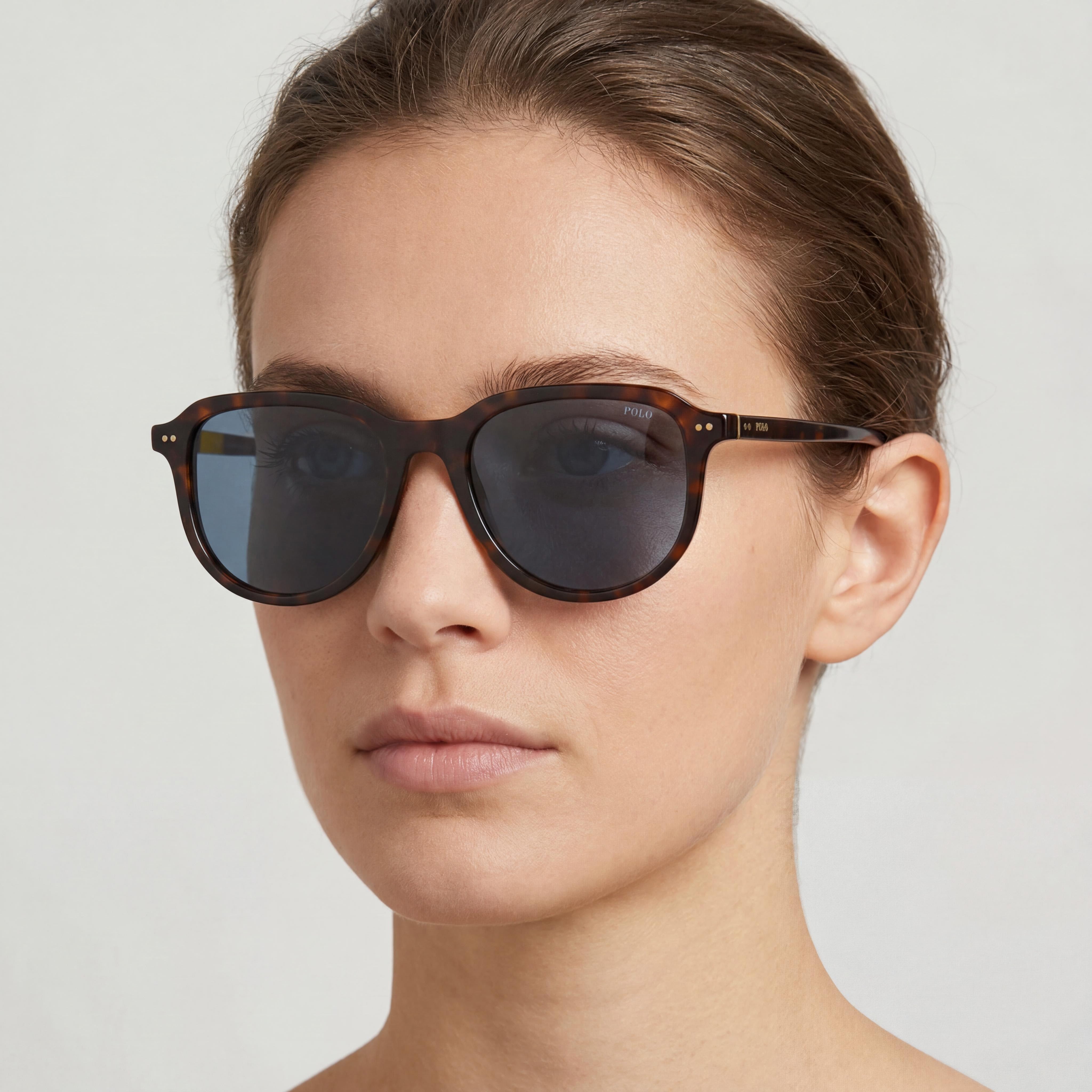 POLO RALPH LAUREN Ph4225 Women's Plastic Frame Non-Polarized Sunglasses, Dark Havana Dark Blue Frame, Dark Blue Lenses 53mm, Photo 4