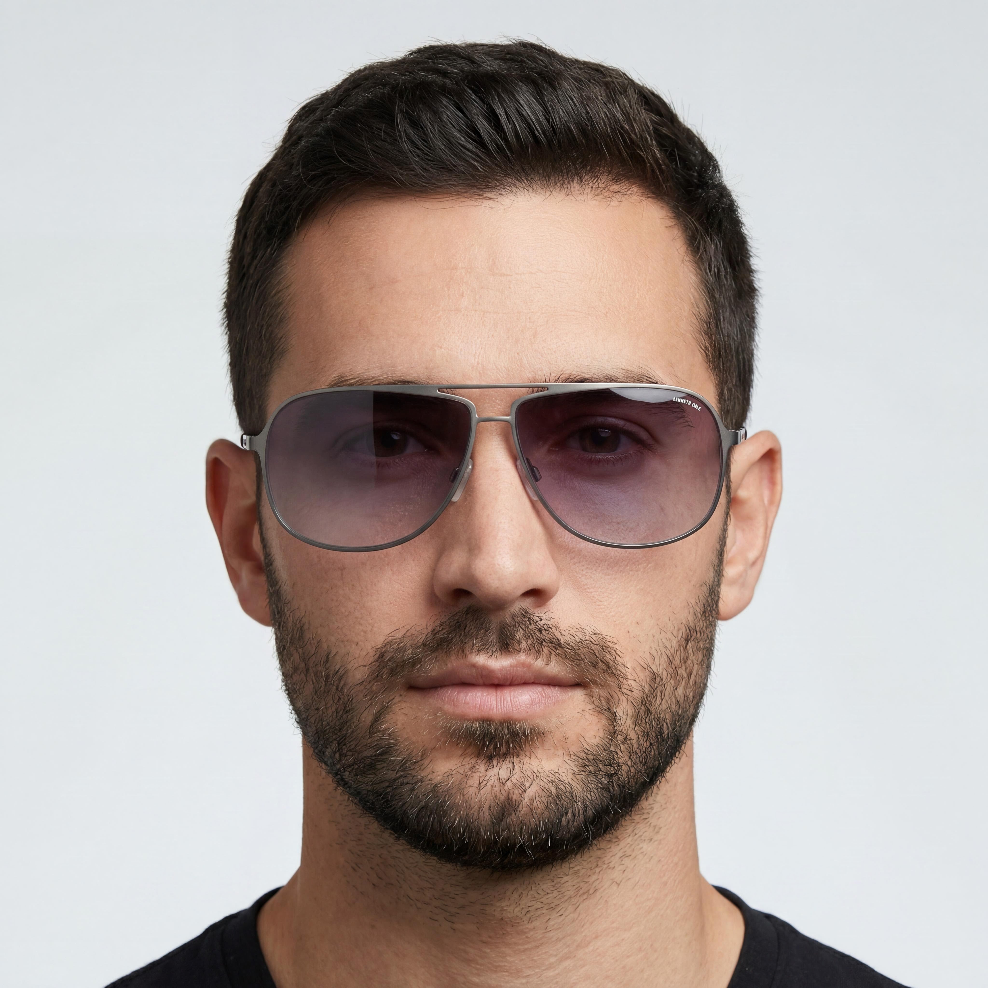 Kenneth Cole New York KC00022 Pilot Men's Metal Matte Gunmetal Gradient Smoke UV Protected Non-Polarized Sunglasses 64mm, Photo 5