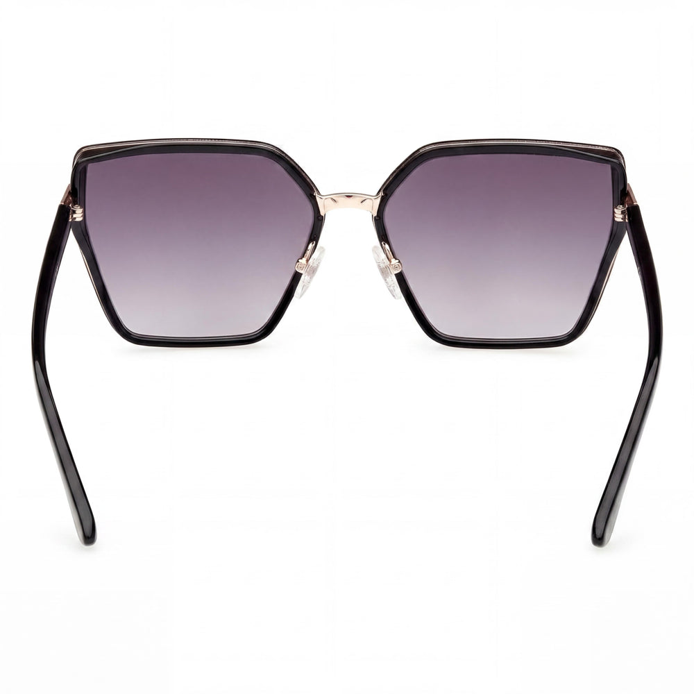 Gafas de sol GUESS para mujer, casuales, con montura de plástico brillante negra degradada ahumada y lentes de sol brillantes negras degradadas ahumadas de 59 mm