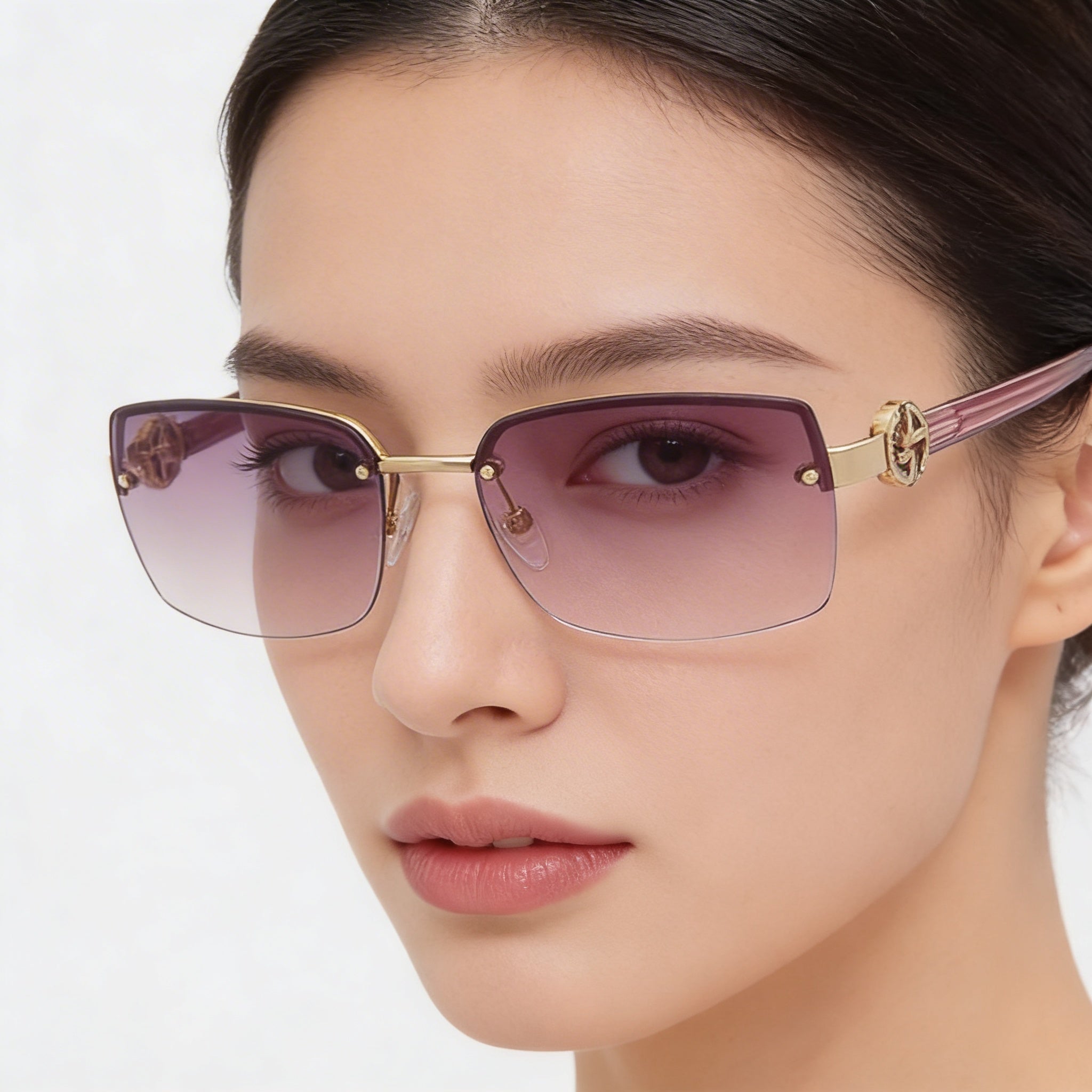 Gafas de diseño para mujer Marc Jacobs Mj 1067 con montura de metal rosa dorado y lentes doradas nude, tamaño 54 mm, Photo 3