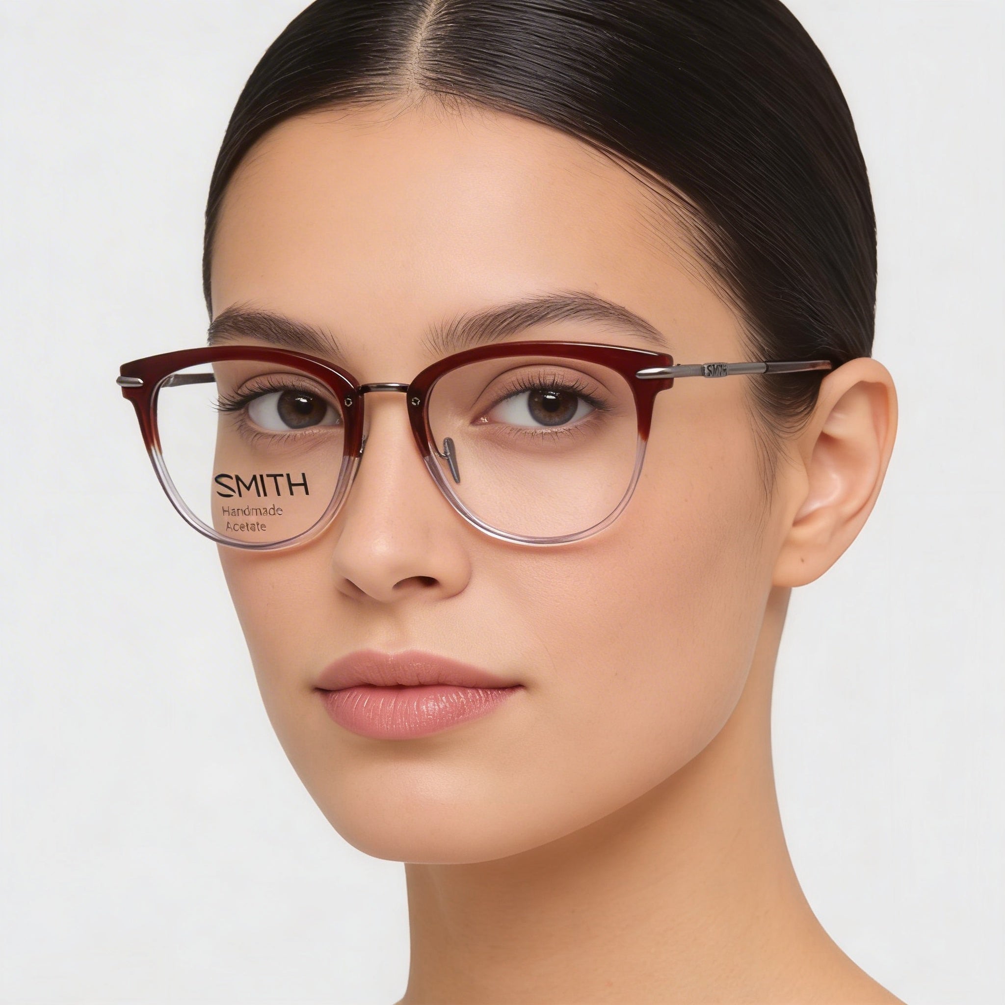 Smith Women's Red Crystal Plastic Full Rim Rectangular Optical Frames, Prescription Ready, Clear Demo Lenses 51-19-140, Photo 3