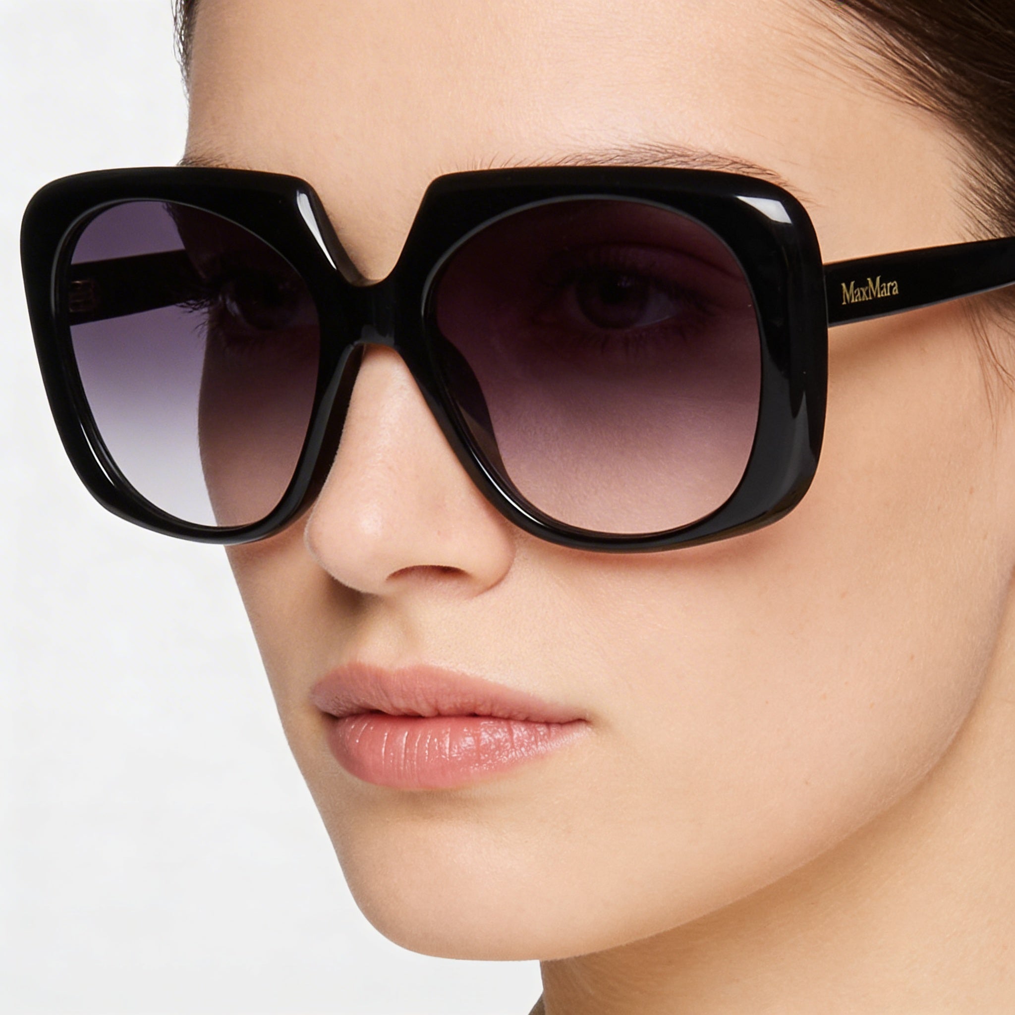 MaxMara Casual Women's Shiny Black Plastic Gradient Smoke Sunglasses 56mm, Photo 5