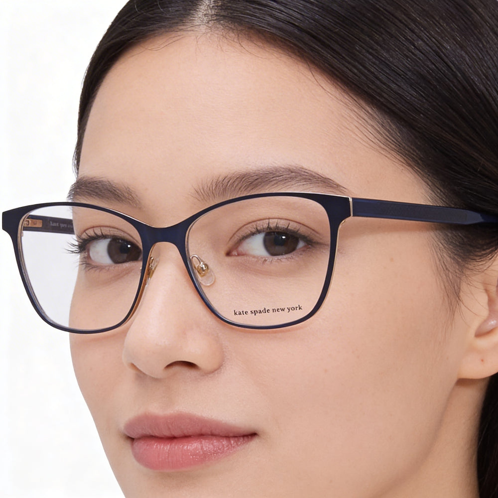 Kate Spade New York Seline Gafas Rectangulares de Montura Completa para Mujer, Montura de Metal Azul, Ancho de Lente 53 mm