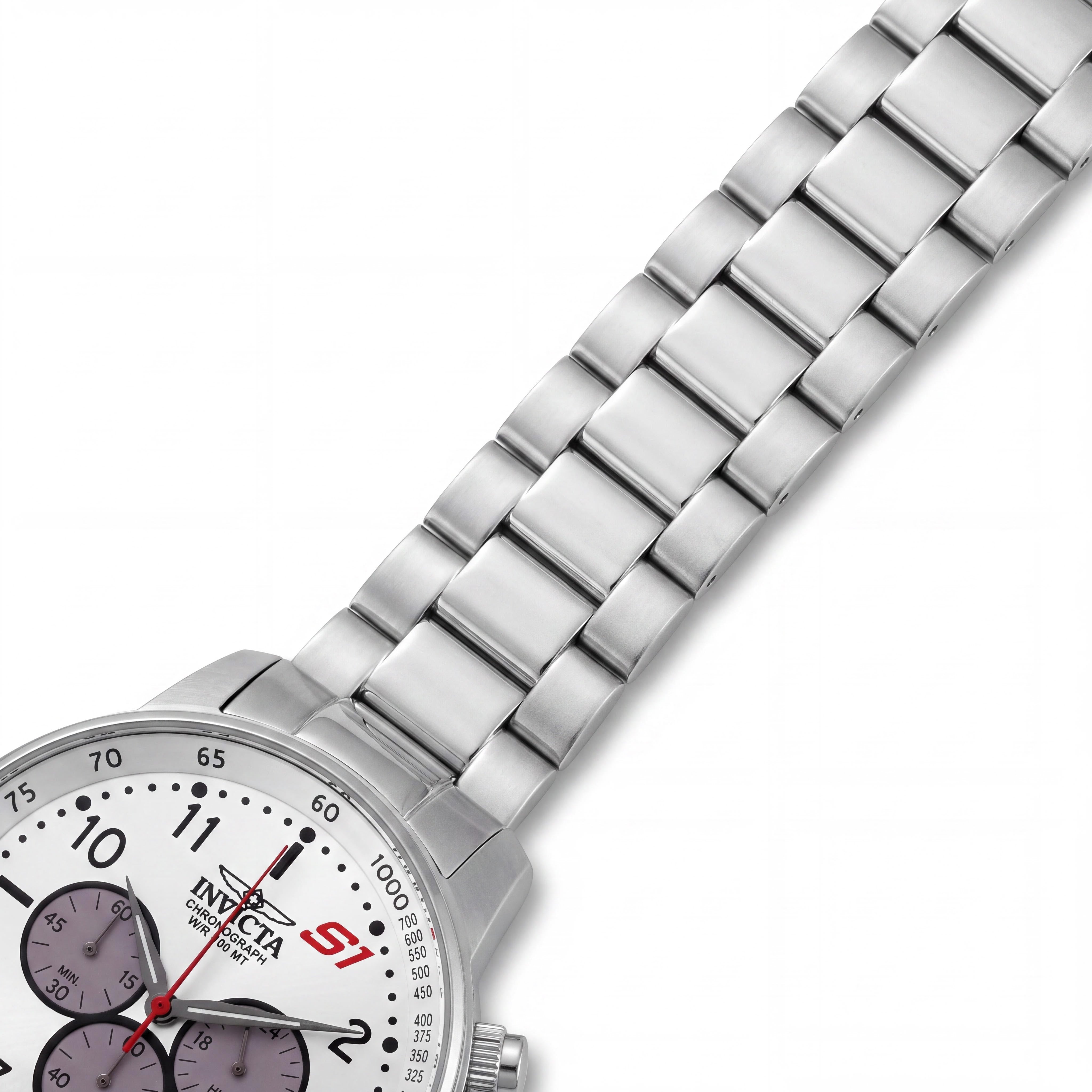 Invicta S1 Rally Unisex Silver Stainless Steel Quartz Chronograph Watch with Tachymeter, 24-Hour Display, Date, 48mm, Photo 3