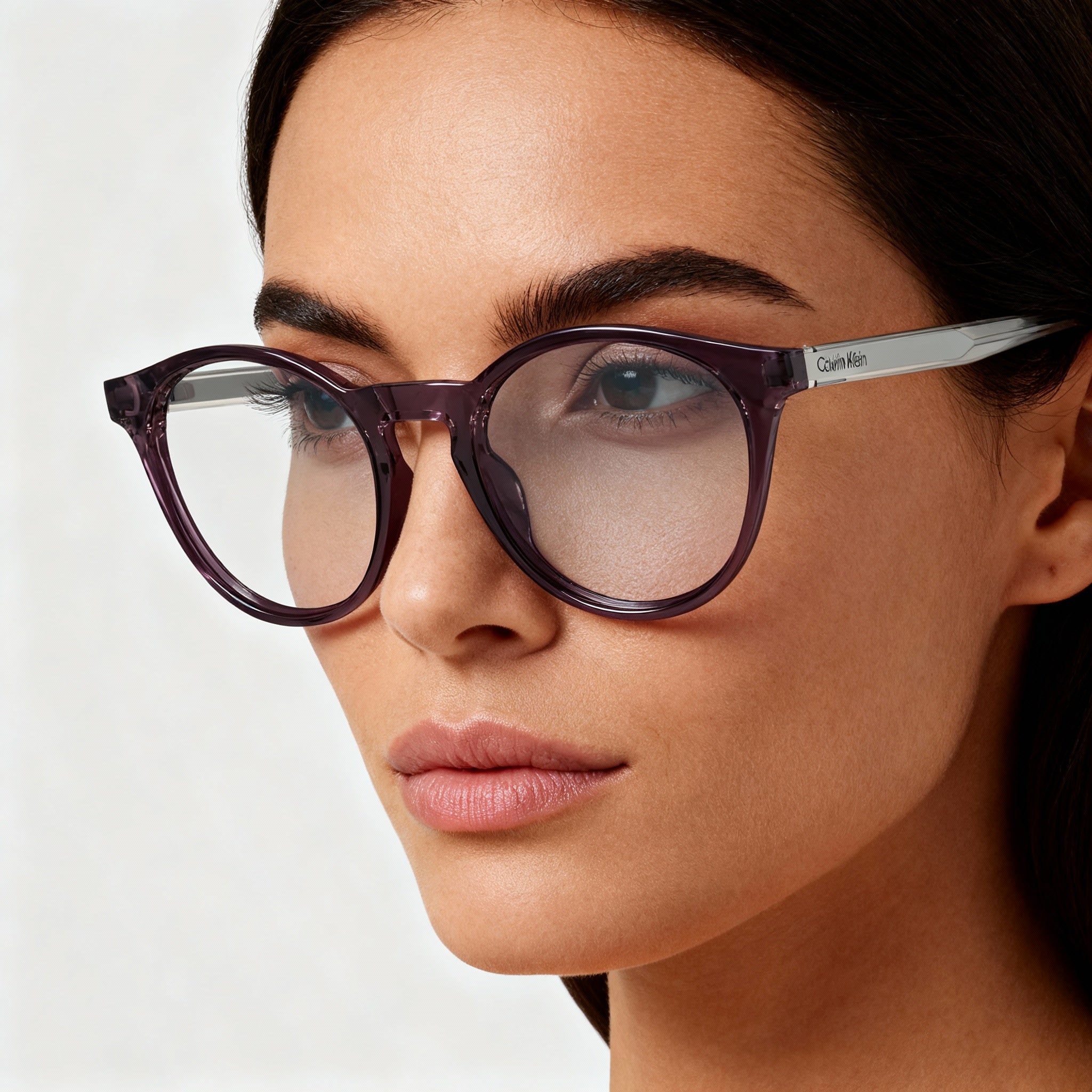 Calvin Klein Ck23549 Women's Round Full Rim Optical Eyeglasses with Injected Plastic Frame, Grey, 50mm, Photo 3