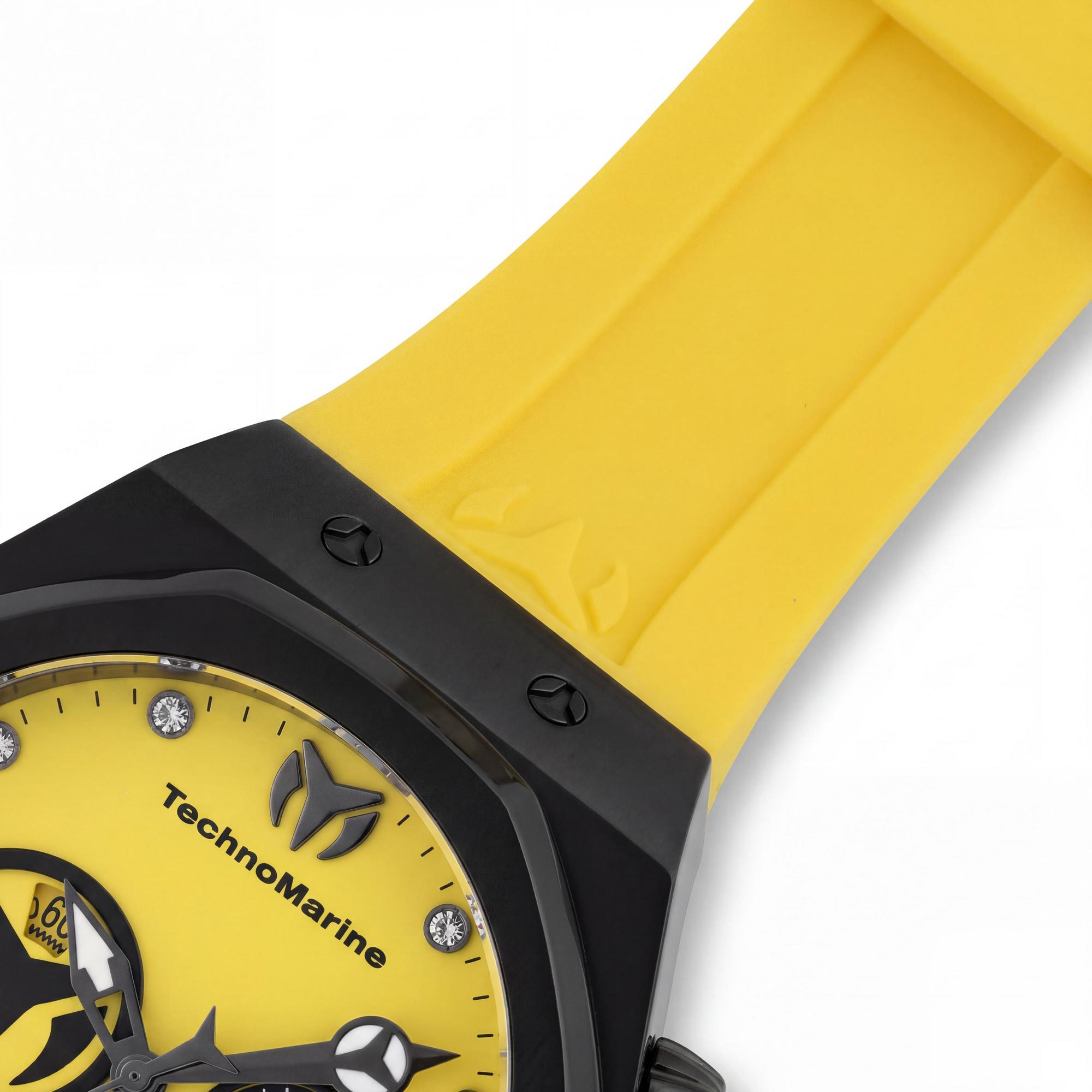 TechnoMarine Reef - Sun TM-523002 Men's Chronograph Quartz Watch, Black Case, Yellow Silicone Band, 45mm, Photo 3