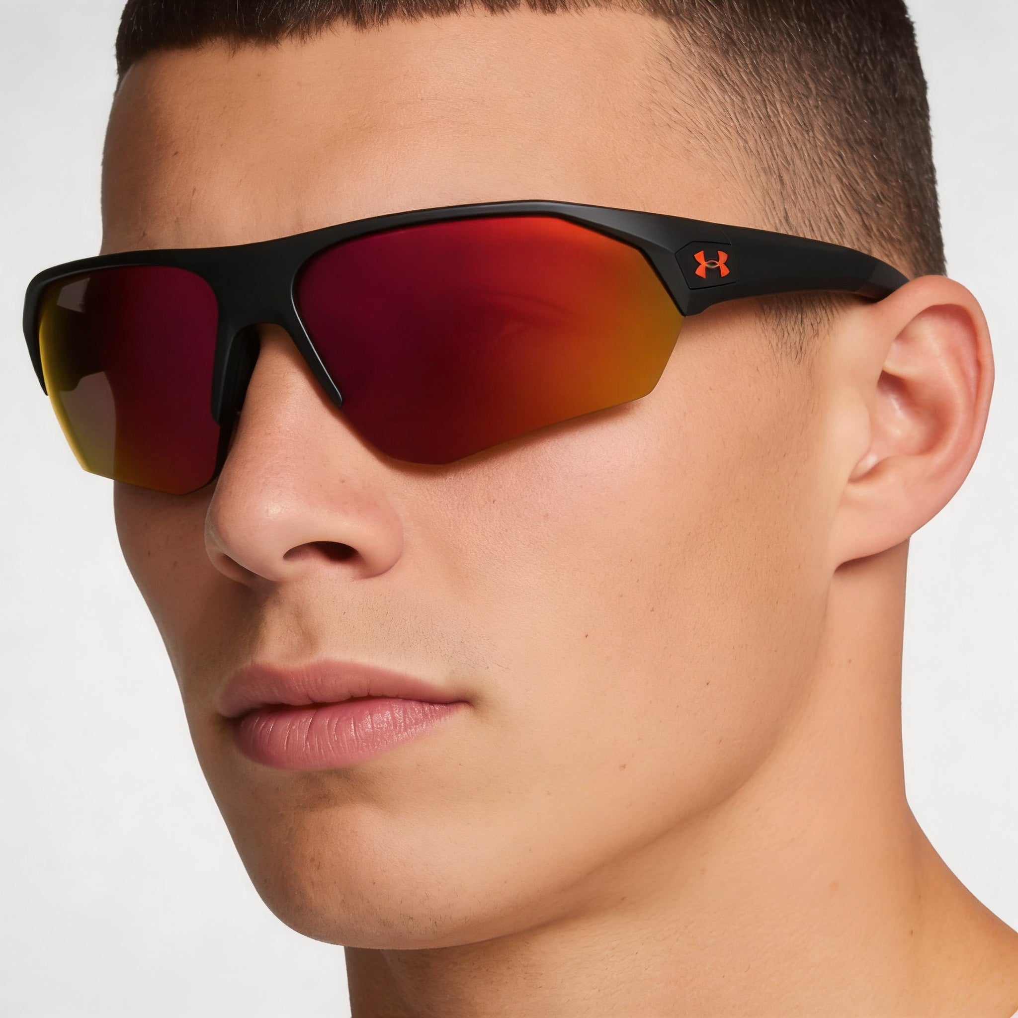 Gafas de sol unisex Under Armour Ua 0001/G/S de propionato, color negro mate con protección UV multicapa roja oleofóbica de 72 mm, Photo 5