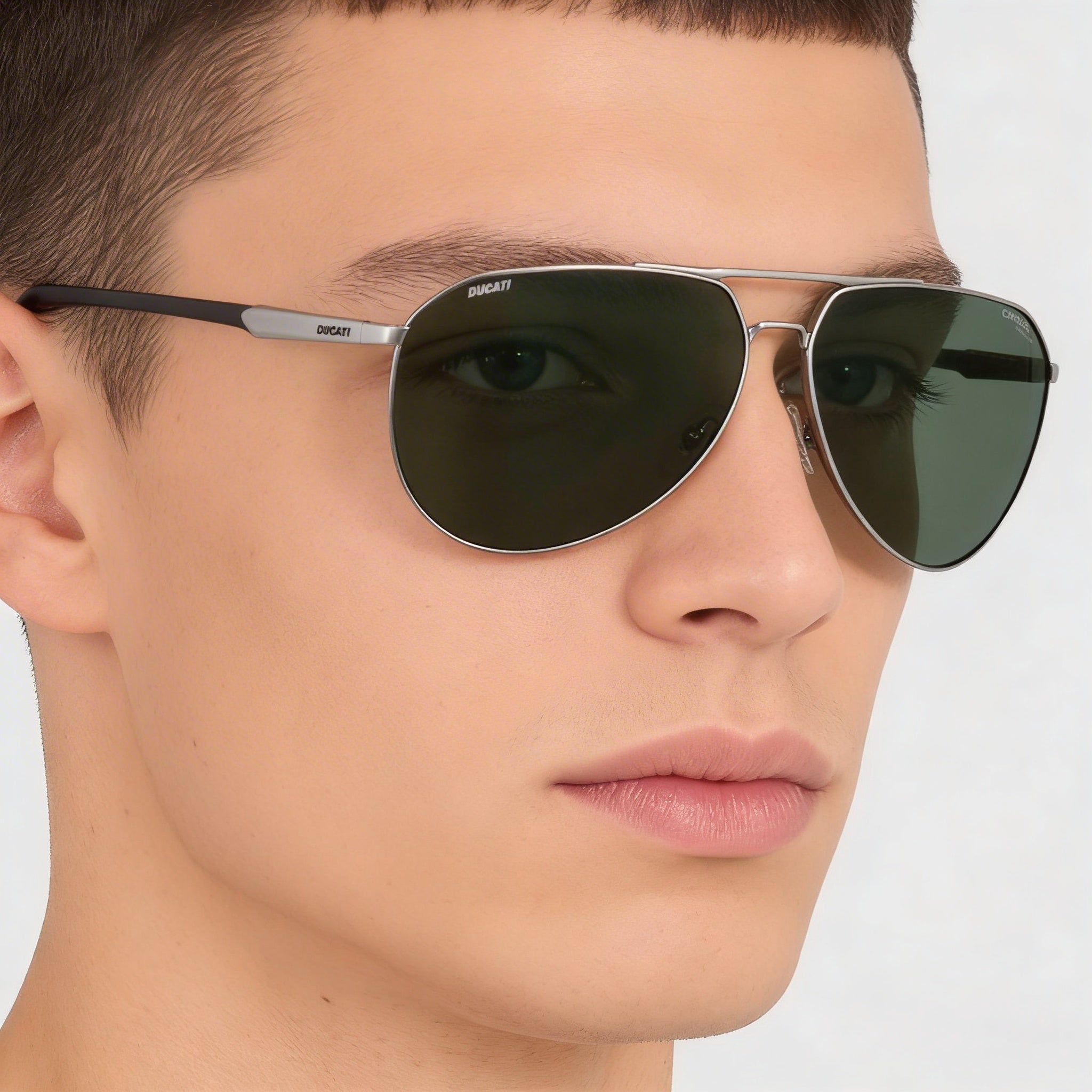 Carrera Ducati Elegante Men's Stainless Steel Matte Dark Ruthenium Green Frame, Matte Dark Ruthenium Lens Non-Polarized Sunglasses 67mm, Photo 5