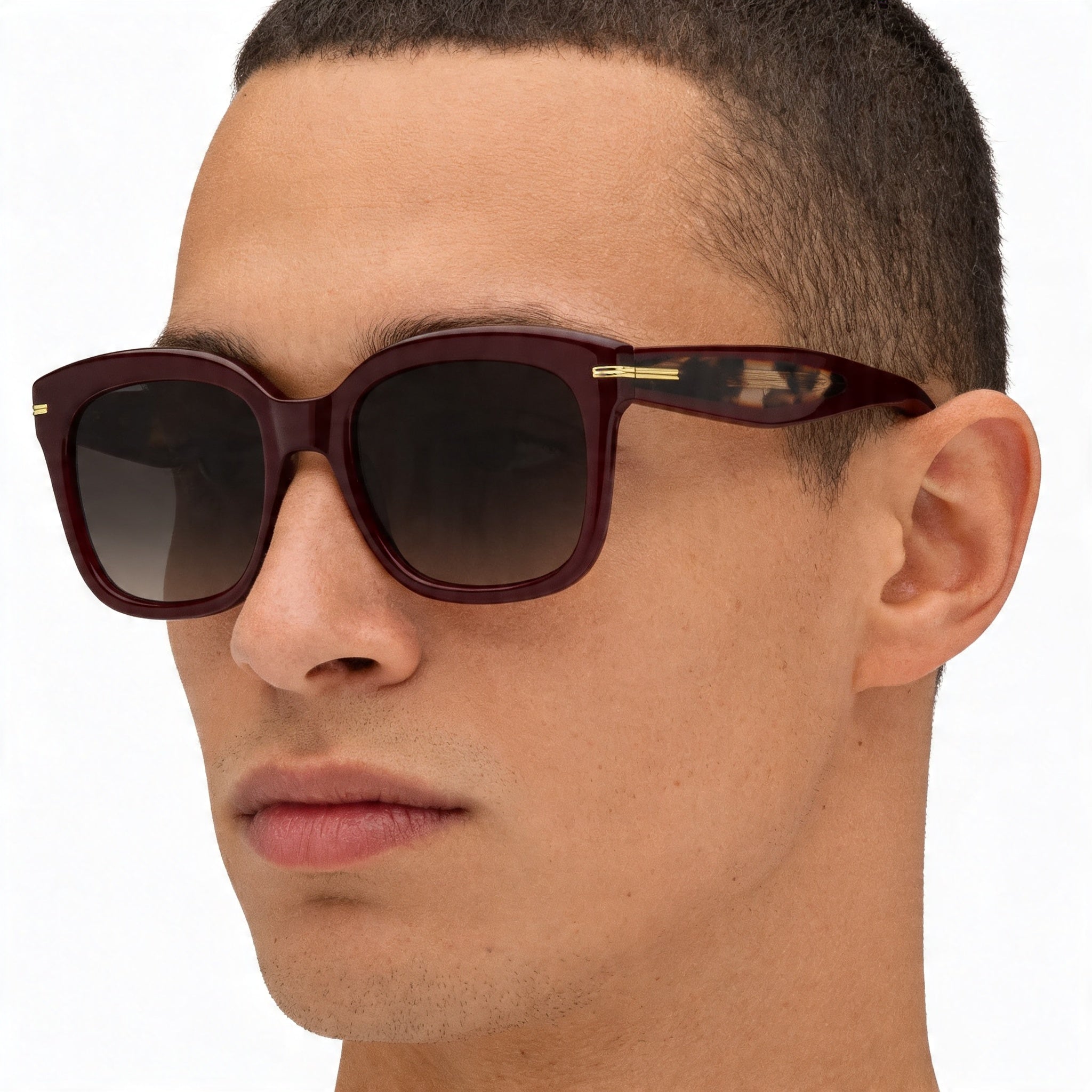 Hugo Boss BOSS 1731/S Men's Multicolour Acetate Frame Casual Style Non-Polarized Brown Shaded 53mm Sunglasses, Photo 5