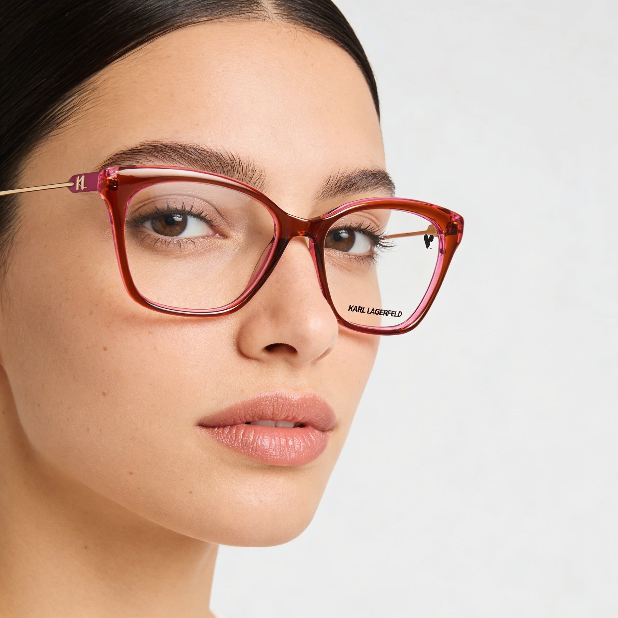 Gafas KARL LAGERFELD modernas para mujer con montura de acetato marrón rosado y lentes de policarbonato, talla 54, Photo 5