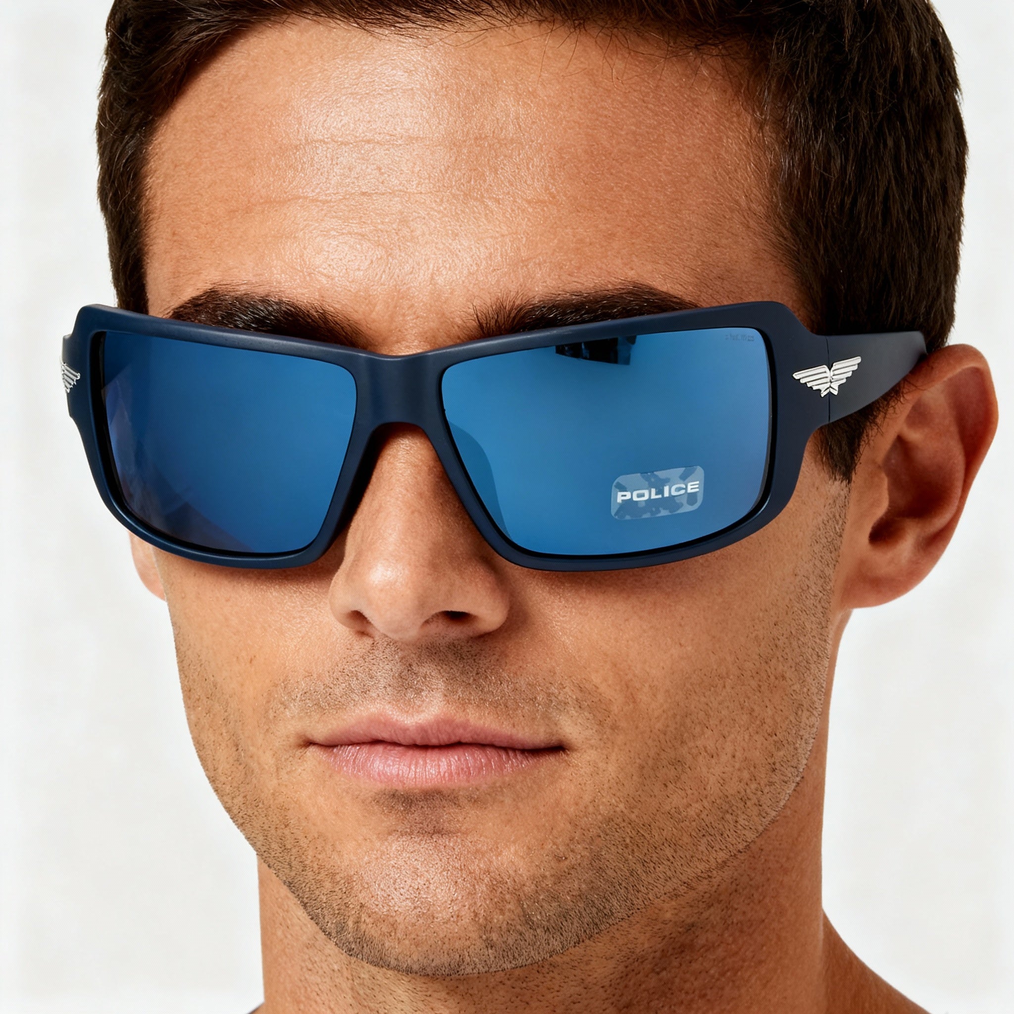 Police Tailwind 5 Men's Casual Injected Frame Sunglasses, Matte Blue, Blue Polycarbonate Lenses UV400, 65-14-115, Photo 4