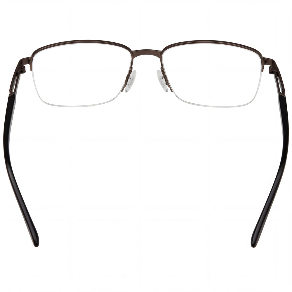 Gafas Porsche Modern para hombre con montura de titanio y combinación de colores marrón y negro, ancho de lente de 56 mm