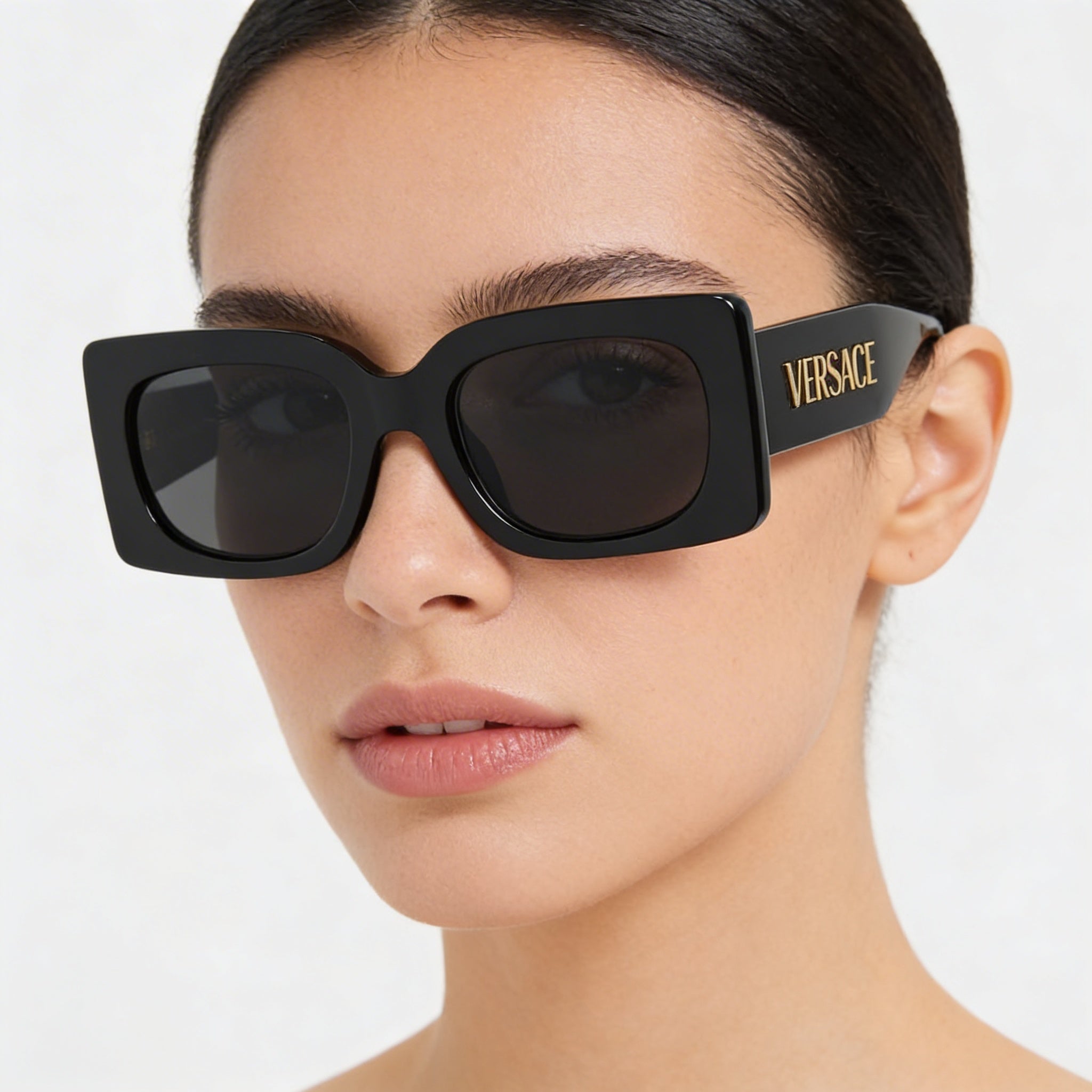 Versace Glam Women's Black Plastic Frame Grey Non-Polarized Lenses Sunglasses 58mm, Photo 4
