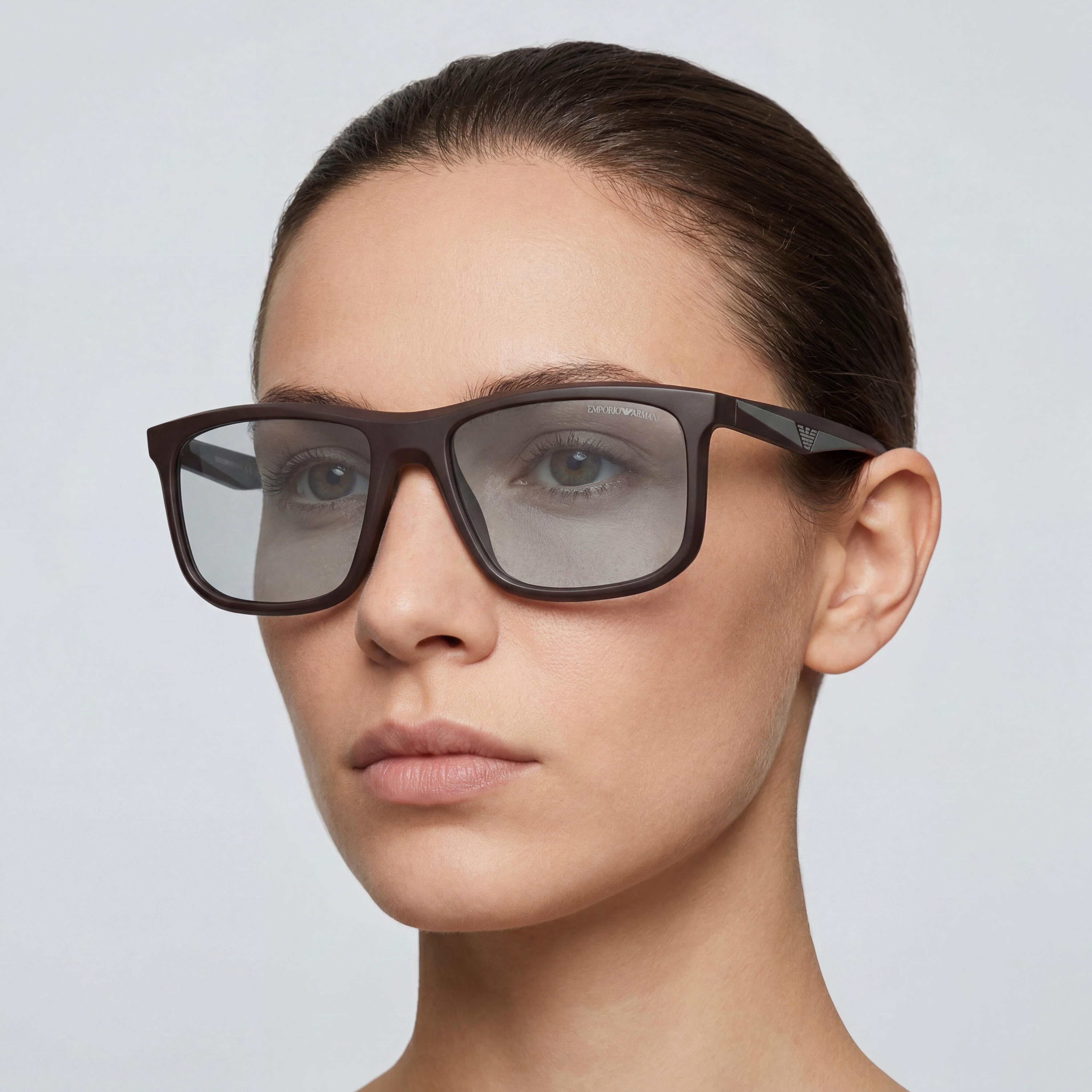 Emporio Armani Ea4234u Universal Fit Women's Plastic Sunglasses Matte Brown Light Grey Frame Light Grey Lens 100% UV Protection 57mm, Photo 4