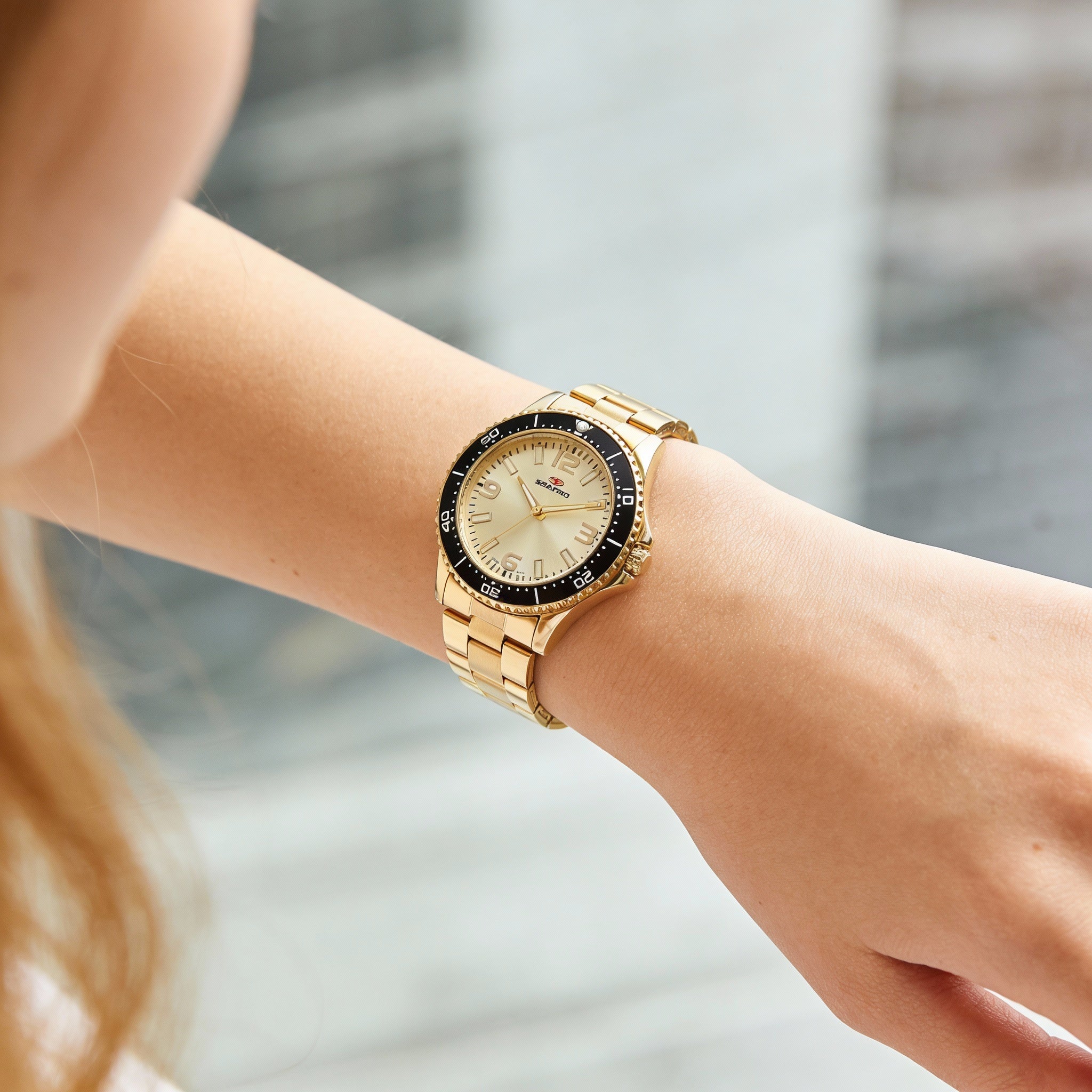 Reloj analógico de cuarzo Seapro para mujer, de acero inoxidable dorado, 40 mm, Photo 3