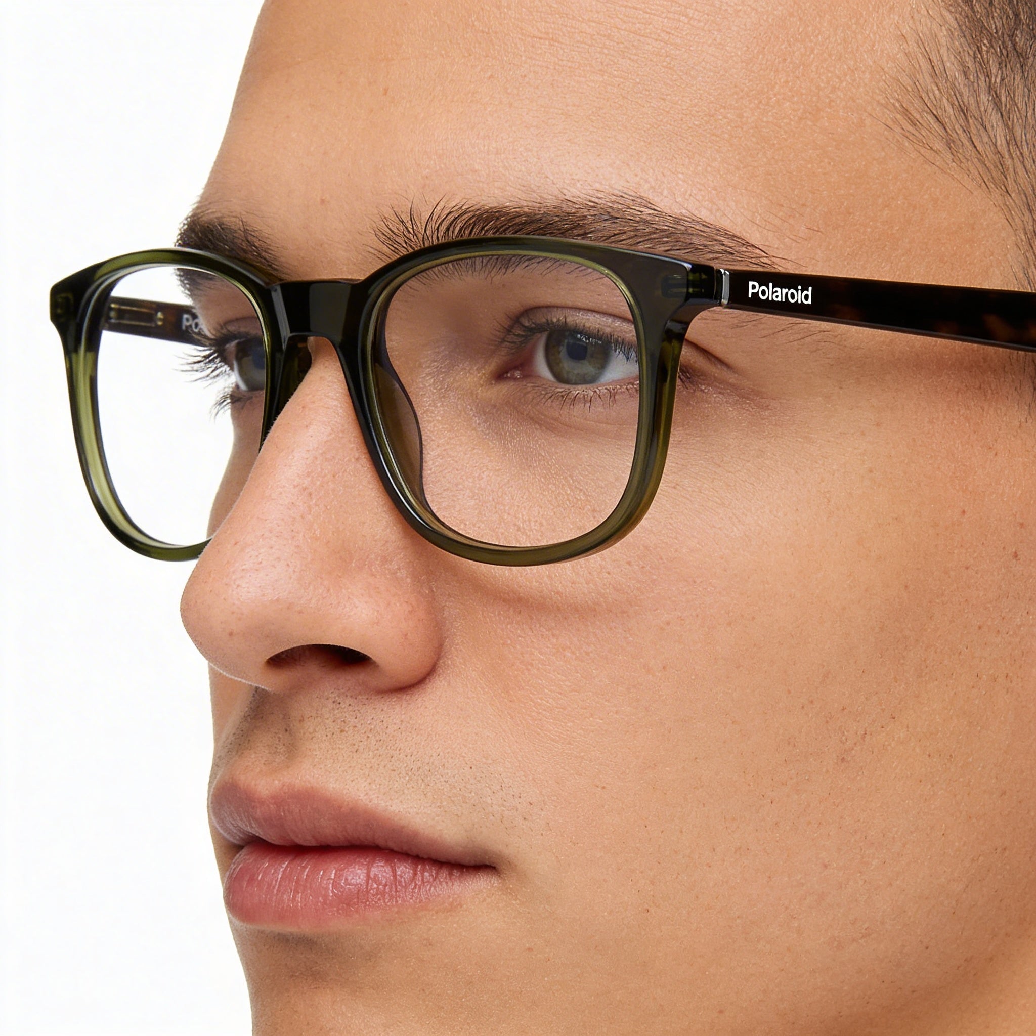 Gafas de plástico no polarizadas Polaroid Pld D424 para hombre, lentes de policarbonato, color oliva, ancho de lente de 50 mm, Photo 4