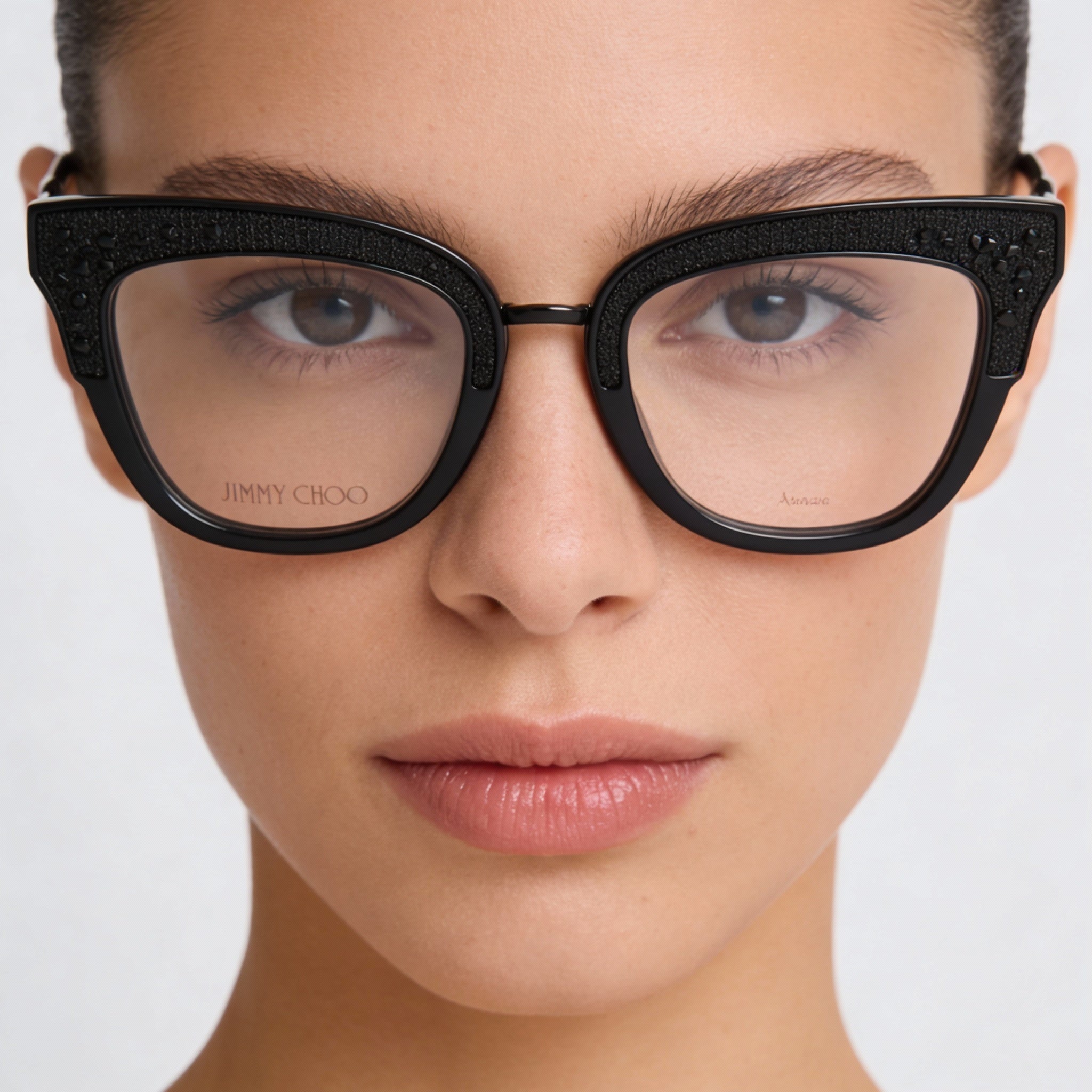 JIMMY CHOO Women's Eyewear featuring a Black Polyamide Frame and Polycarbonate Non- Lenses, 49mm Lens Width, Photo 3