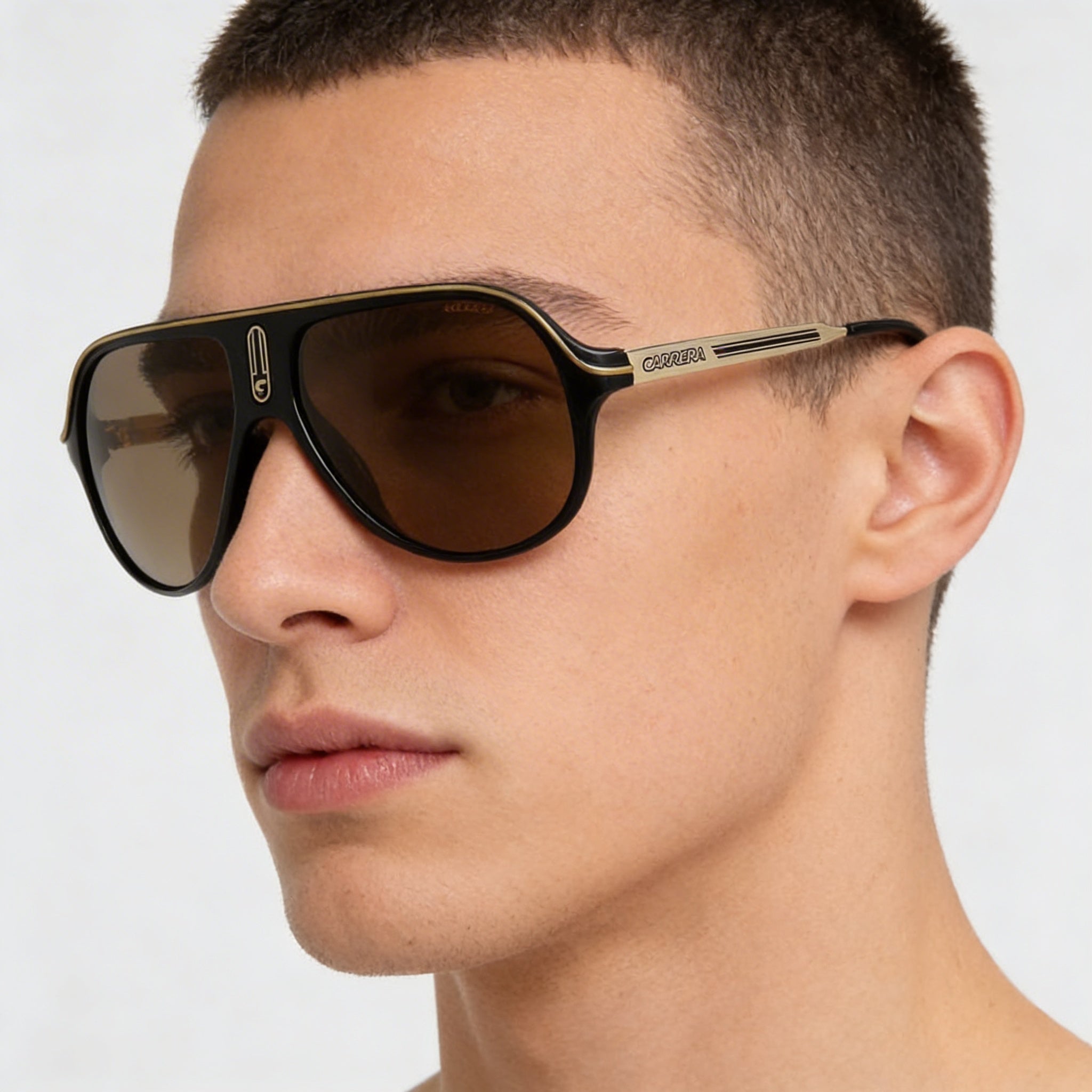 Carrera Casual Unisex Black Gold Polyamide Sunglasses with Gold High Contrast UV Protection Lenses, 62mm, Photo 4