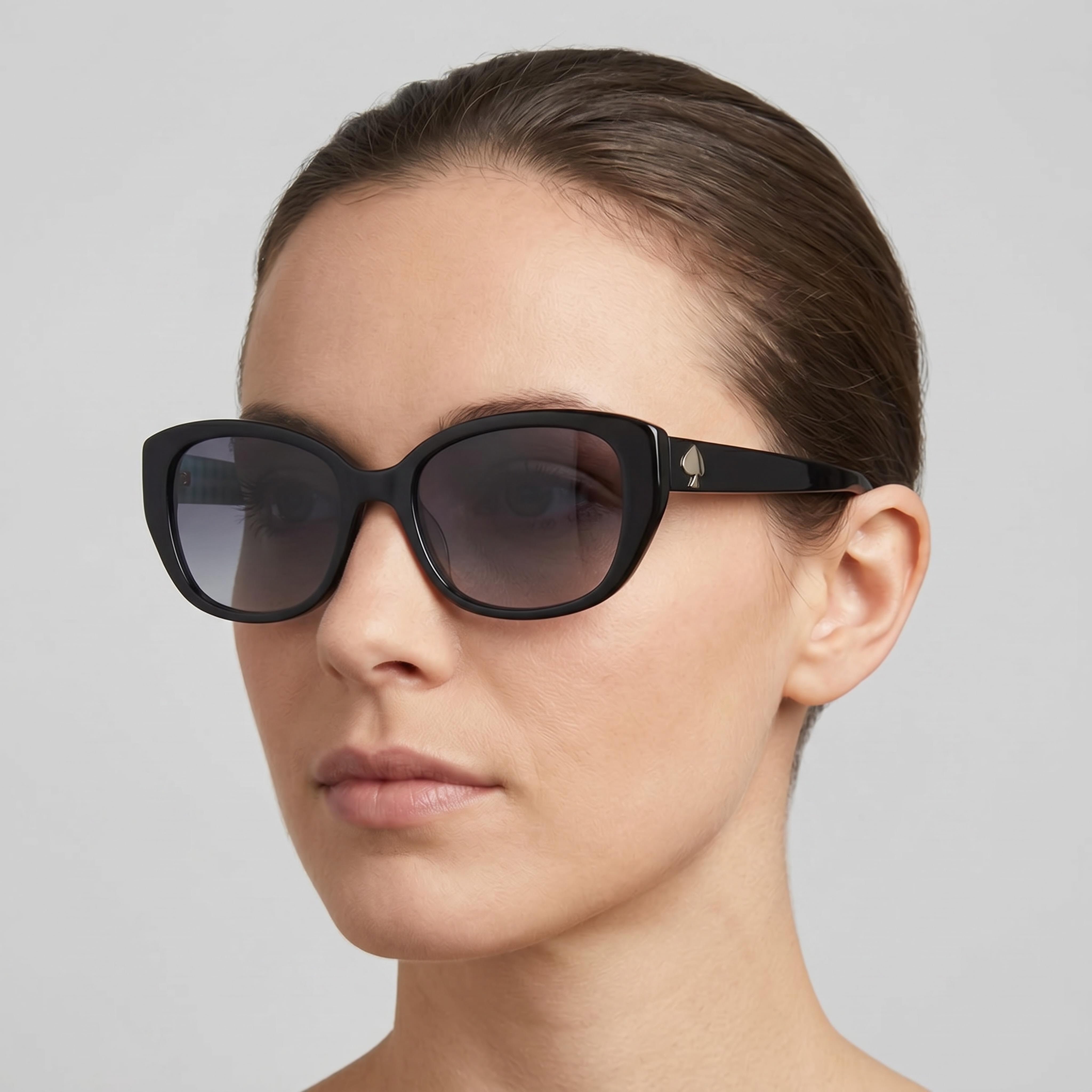 kate spade new york Kenzie/G/S Gafas de sol rectangulares multicolores gris oscuro sombreado con protección UV y aptas para lentes graduadas de 53 mm para mujer, Photo 5