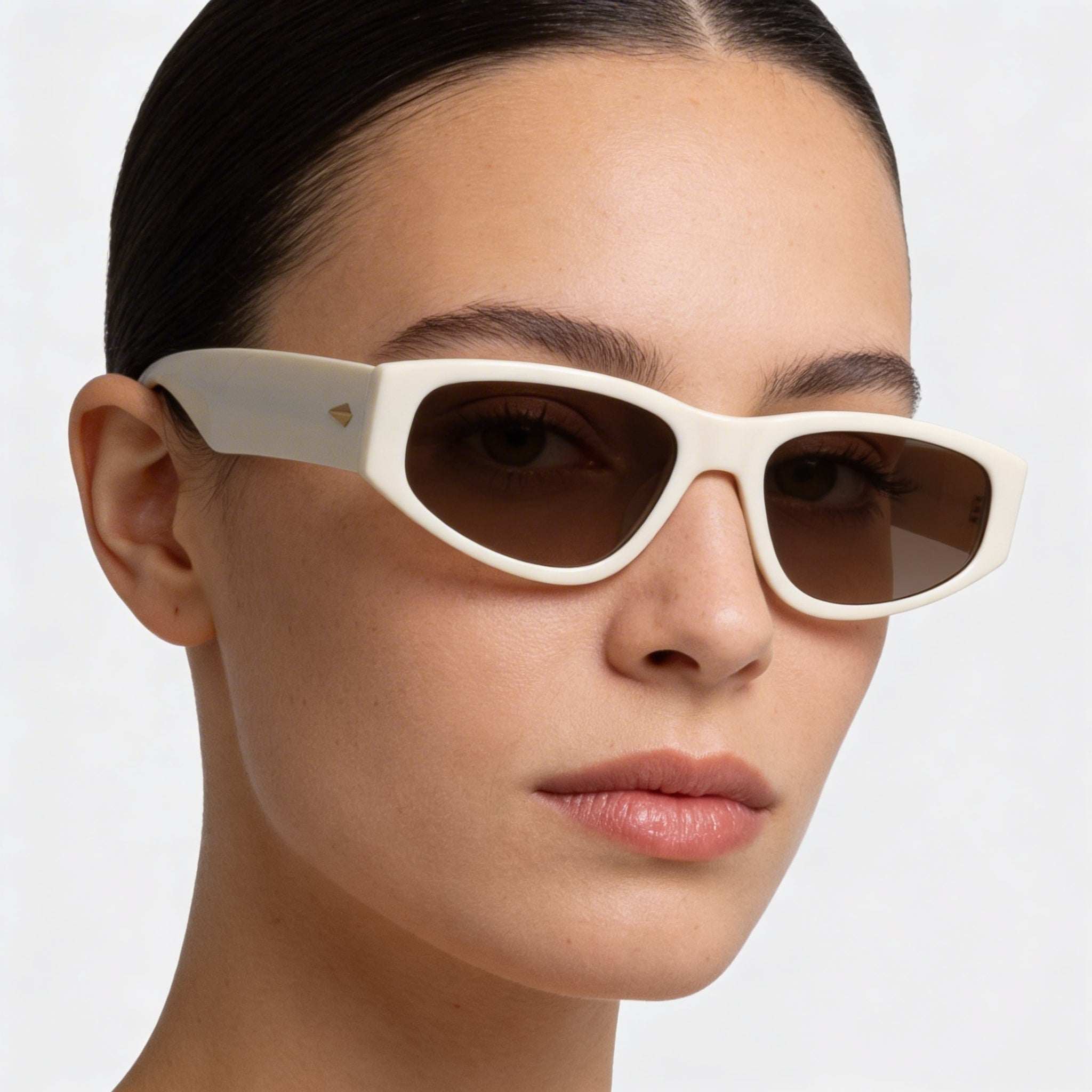 Gafas de sol de ojo de gato para mujer Rag & Bone RNB1047/G/S, armazón de acetato crema y dorado, lentes marrones no polarizadas, protección UV del 100 %, 55 mm, Photo 4