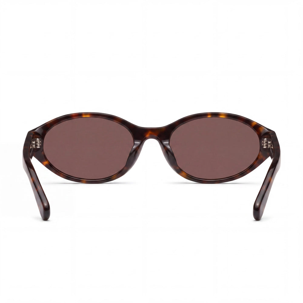 Quay Round Sunglasses for Women, Tortoise Acetate Frame with Brown Plastic Lenses, 55mm Lens Width