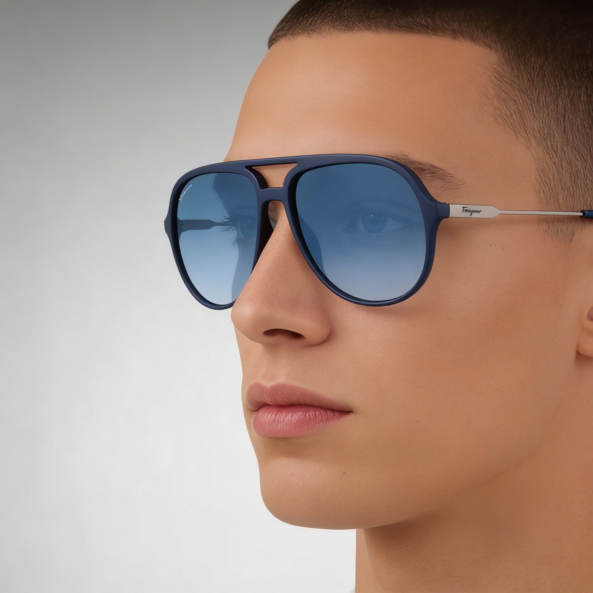 Gafas de sol casuales unisex Ferragamo INJECTED, montura azul, protección UV degradado azul no polarizado 60-16-145, Photo 5