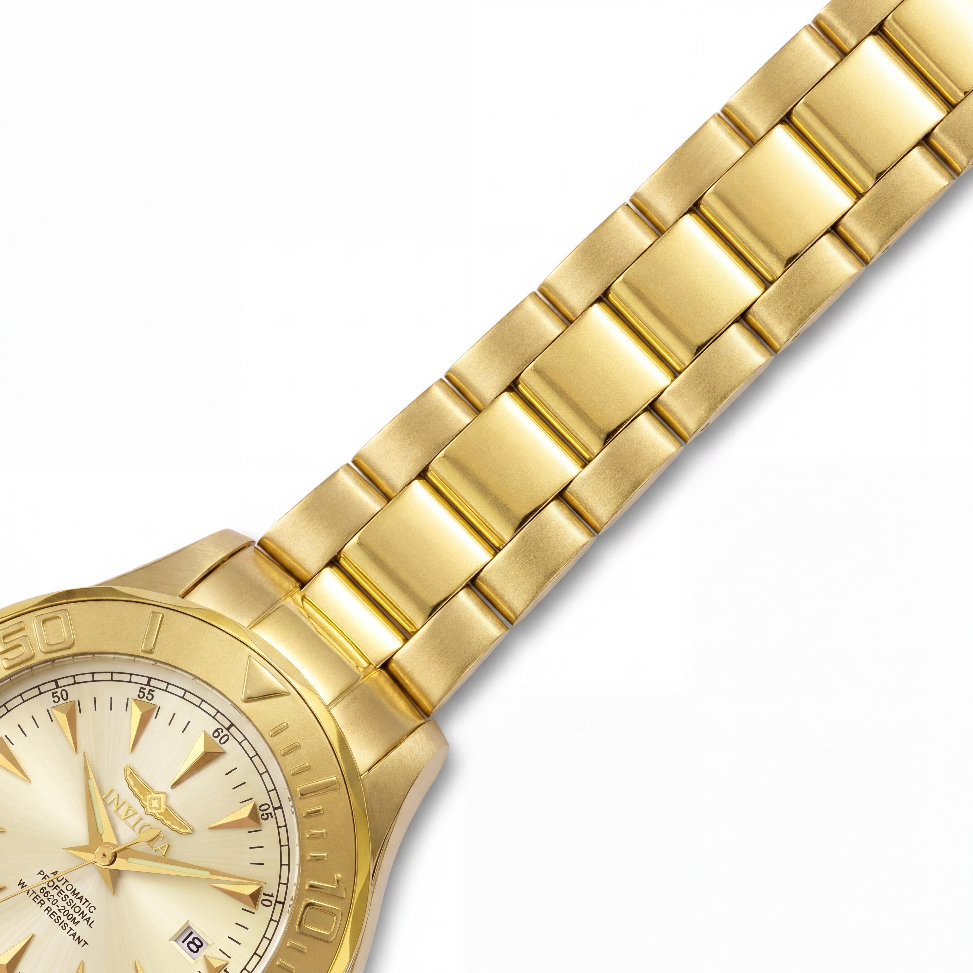 Reloj Invicta automático de buceo para hombre de acero inoxidable dorado y amarillo, luminoso y resistente al agua, 47 mm, Photo 3