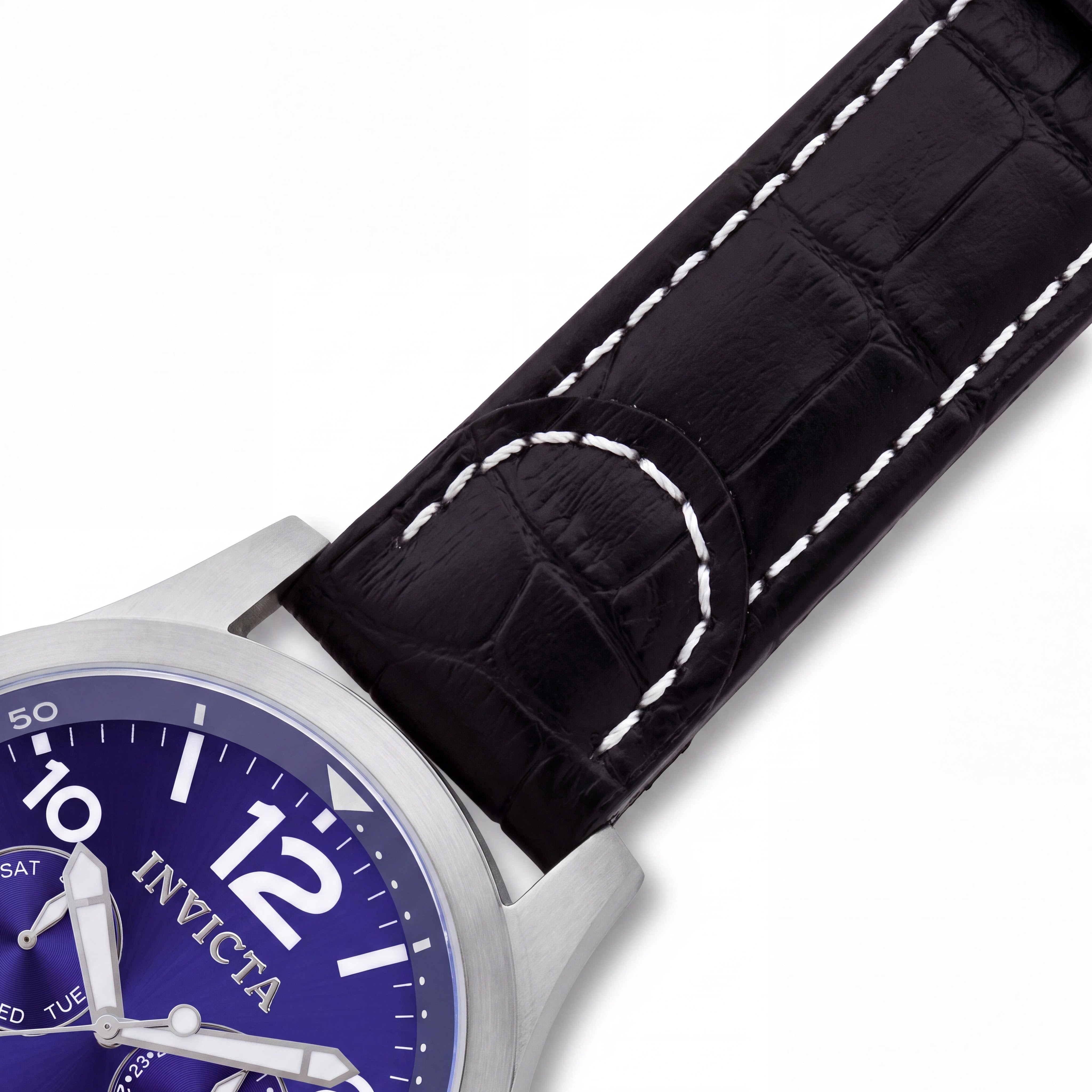Reloj de Cuarzo Invicta I-Force 10490 para Hombre, Caja de Acero Inoxidable de 48 mm, Esfera Azul, Correa de Cuero, Sumergible 10 ATM, Photo 2