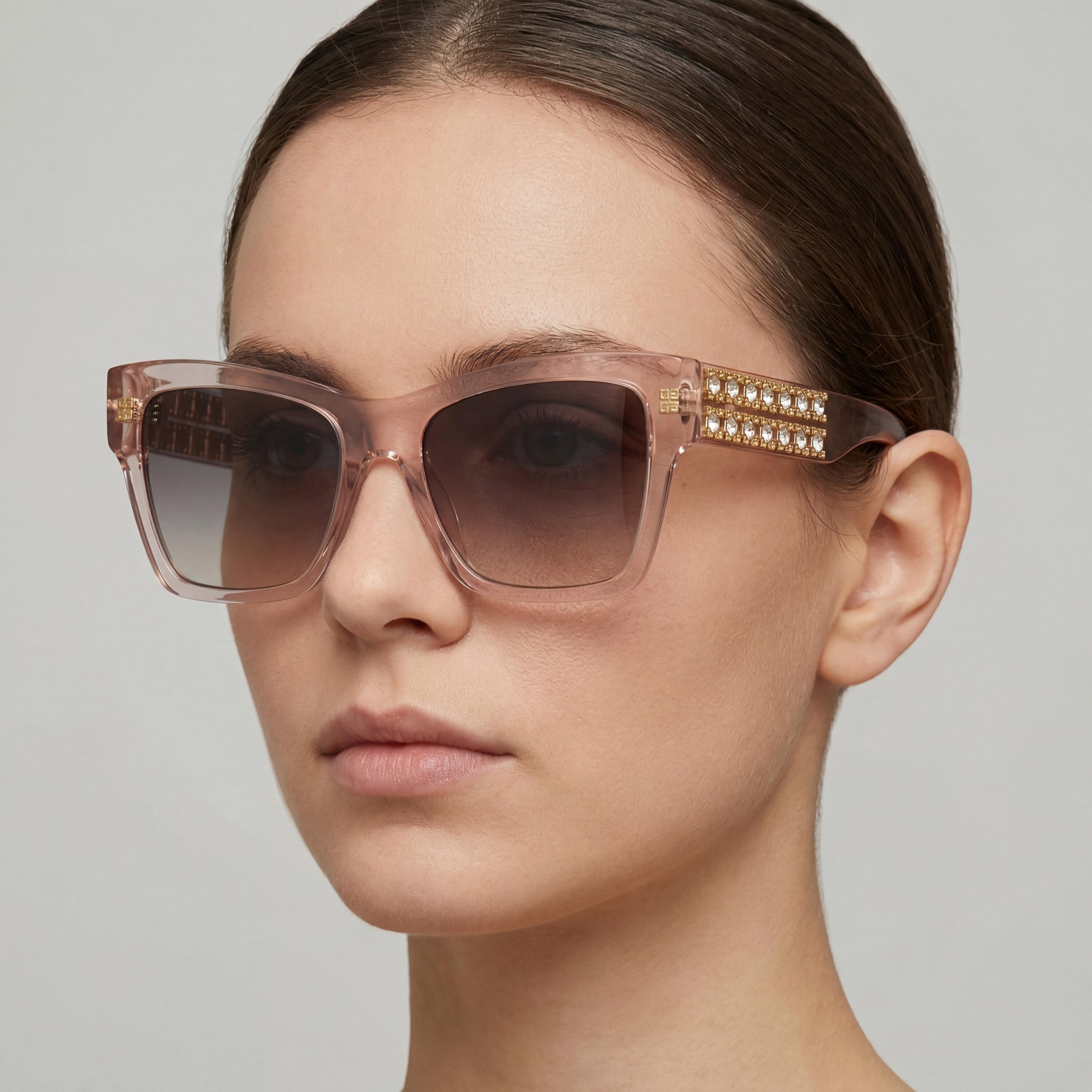 Givenchy GV40076I Women's Casual Style Shiny Pink Acetate Frame Smoke Lens Sunglasses 54/18/145, Photo 5