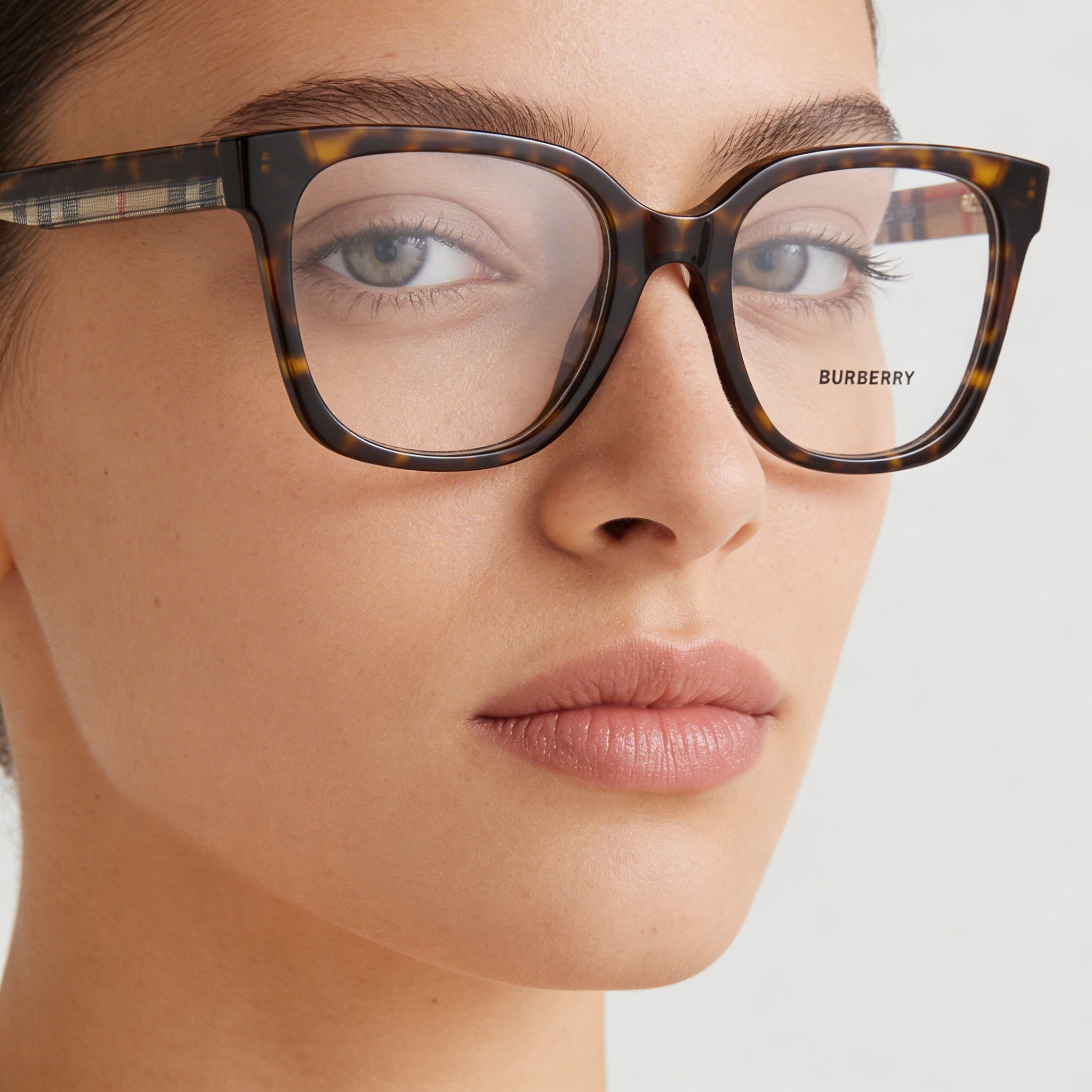 BURBERRY Be 2347 Gafas ópticas de plástico para mujer, color havana oscuro, armazón de 52 mm, lente de 19 mm, puente de 140 mm, patilla, Photo 4