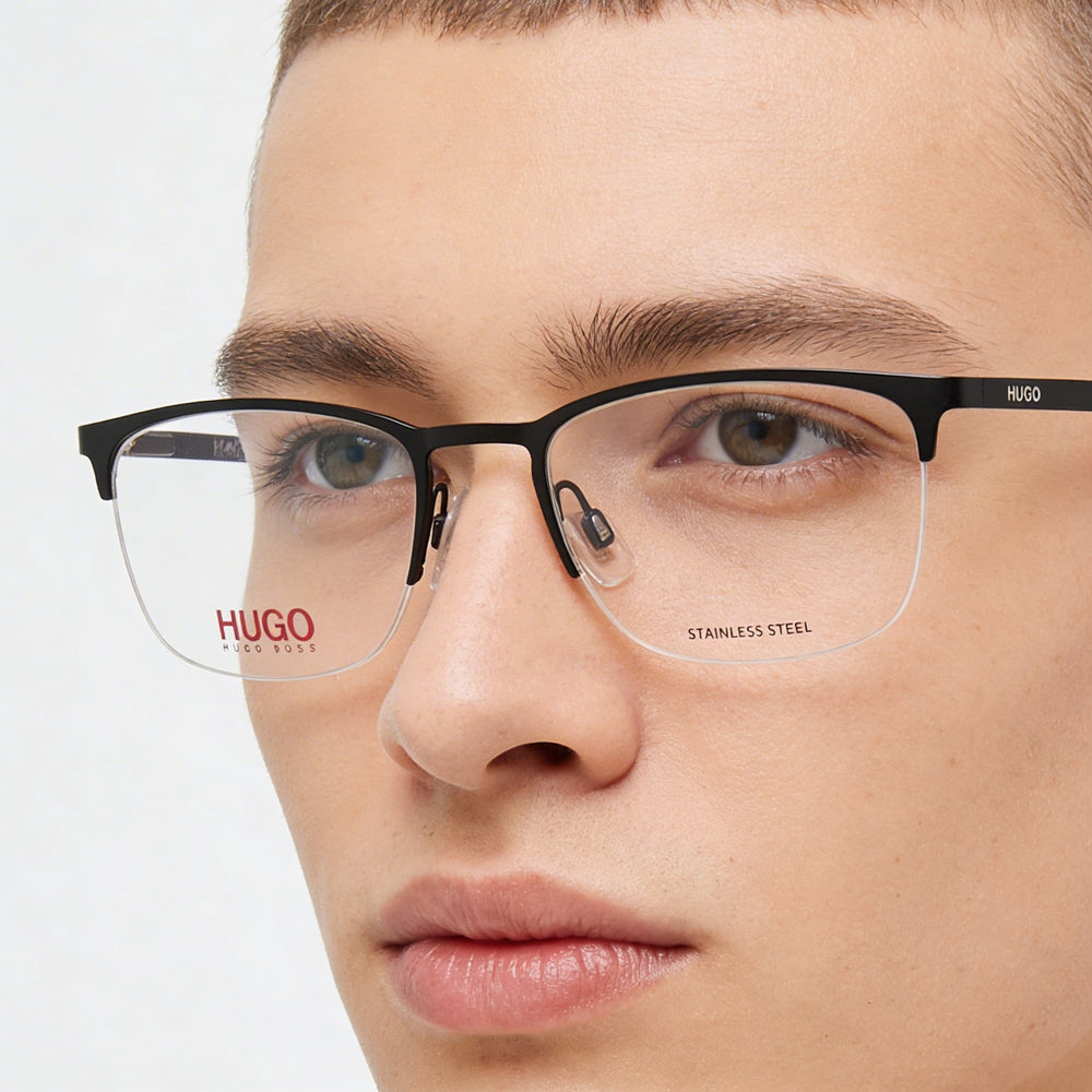 Hugo Boss Hg 1019 Unisex Matt Black Metal Frame Polycarbonate Lens Optical Eyeglasses Size 53-20-145mm