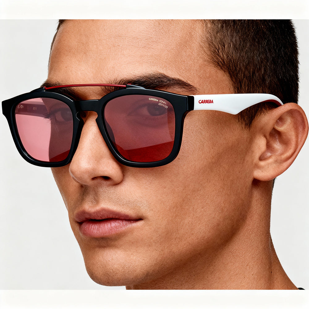 Carrera 1011/S Unisex Black Burgundy Plastic Non-Polarized Sunglasses with Anti-Reflective Burgundy Lenses 52mm