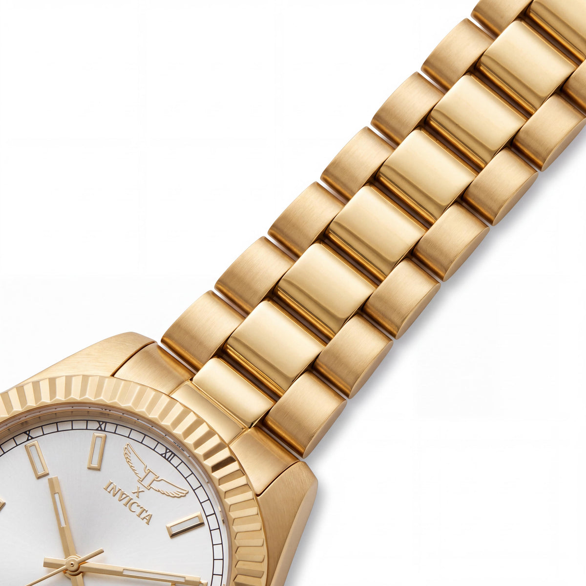 Reloj Invicta Specialty 69005 Unisex con correa de acero inoxidable dorado, cronómetro de cuarzo y esfera blanca de 41 mm, Photo 3