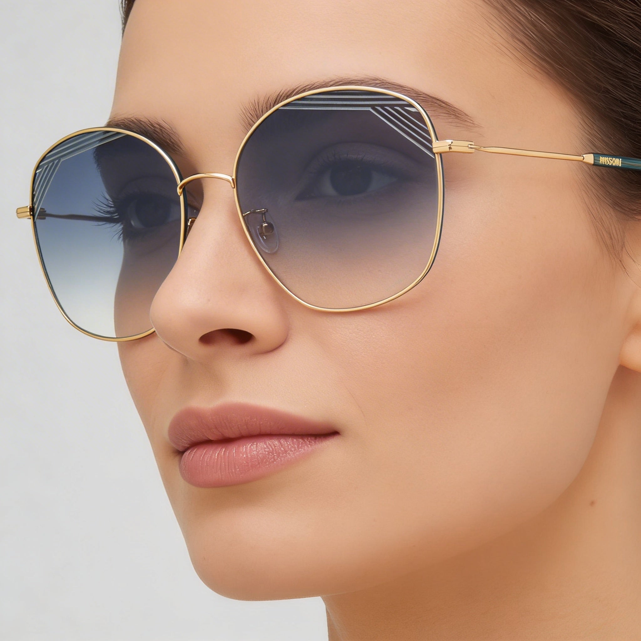 Gafas de sol M Missoni Spillo para mujer, con montura de acero de aleación, degradado en dorado y verde, 59 mm, Photo 5