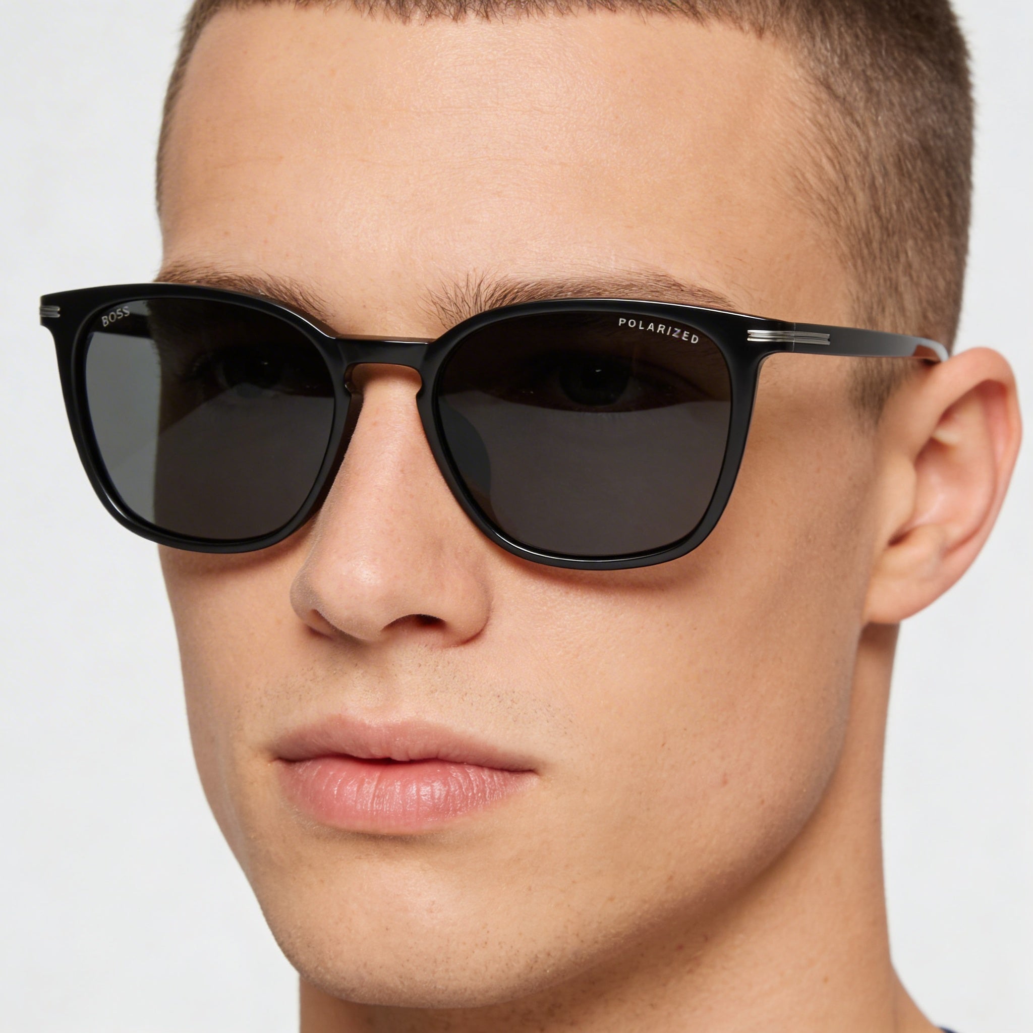 Gafas de sol Hugo Boss Boss 1668/F/Sk para hombre de ACETATO ECOLÓGICO negras polarizadas grises con protección UV de 56 mm, Photo 4