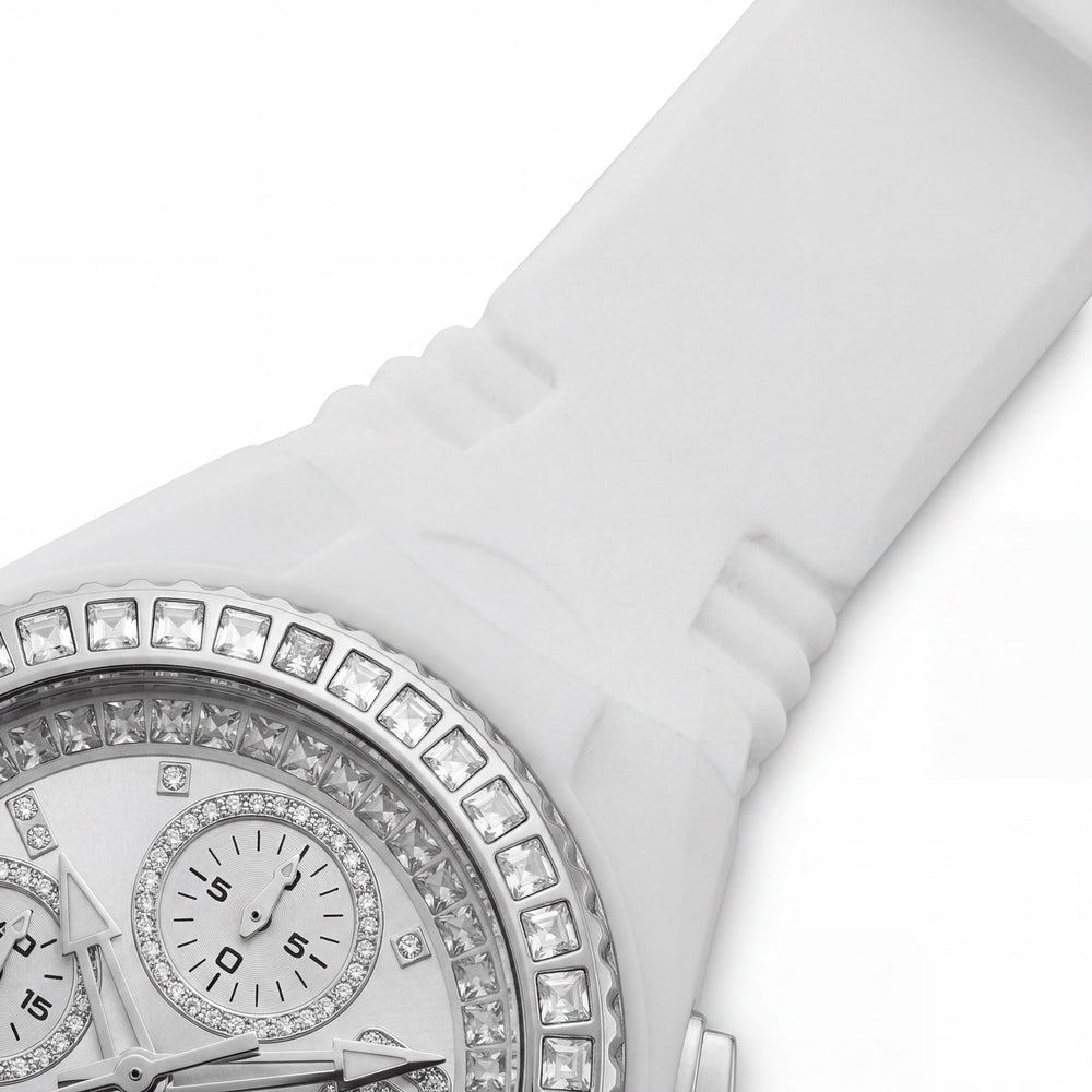 Technomarine Cruise TM-121193 Unisex Chronograph Stainless Steel Silver Dial Silicone Strap Watch 40mm