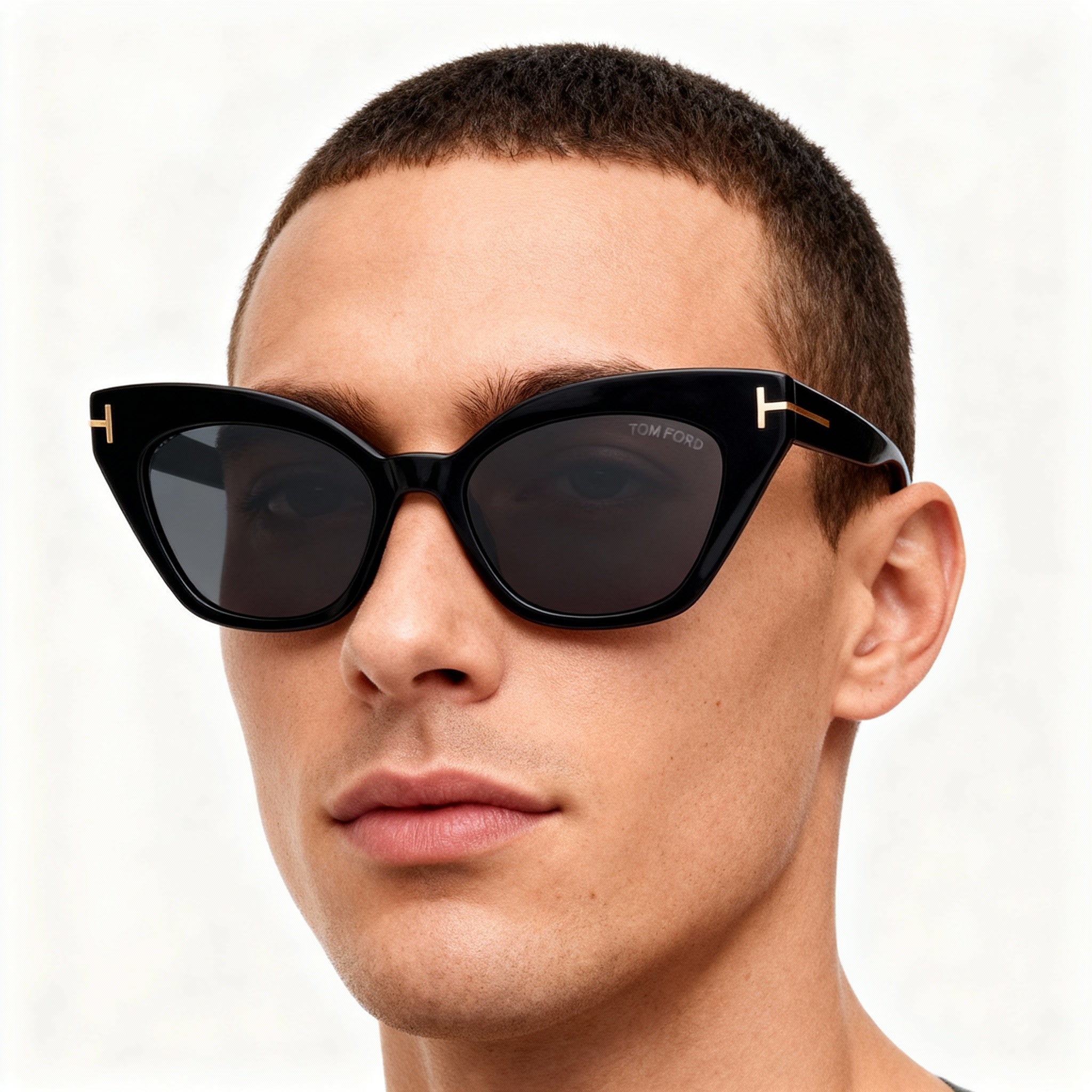 Tom Ford Juliette FT1031 Ladies Cat Eye, Shiny Black Acetate, Smoke Gradient Non-Polarized Lenses, 52mm, Photo 4