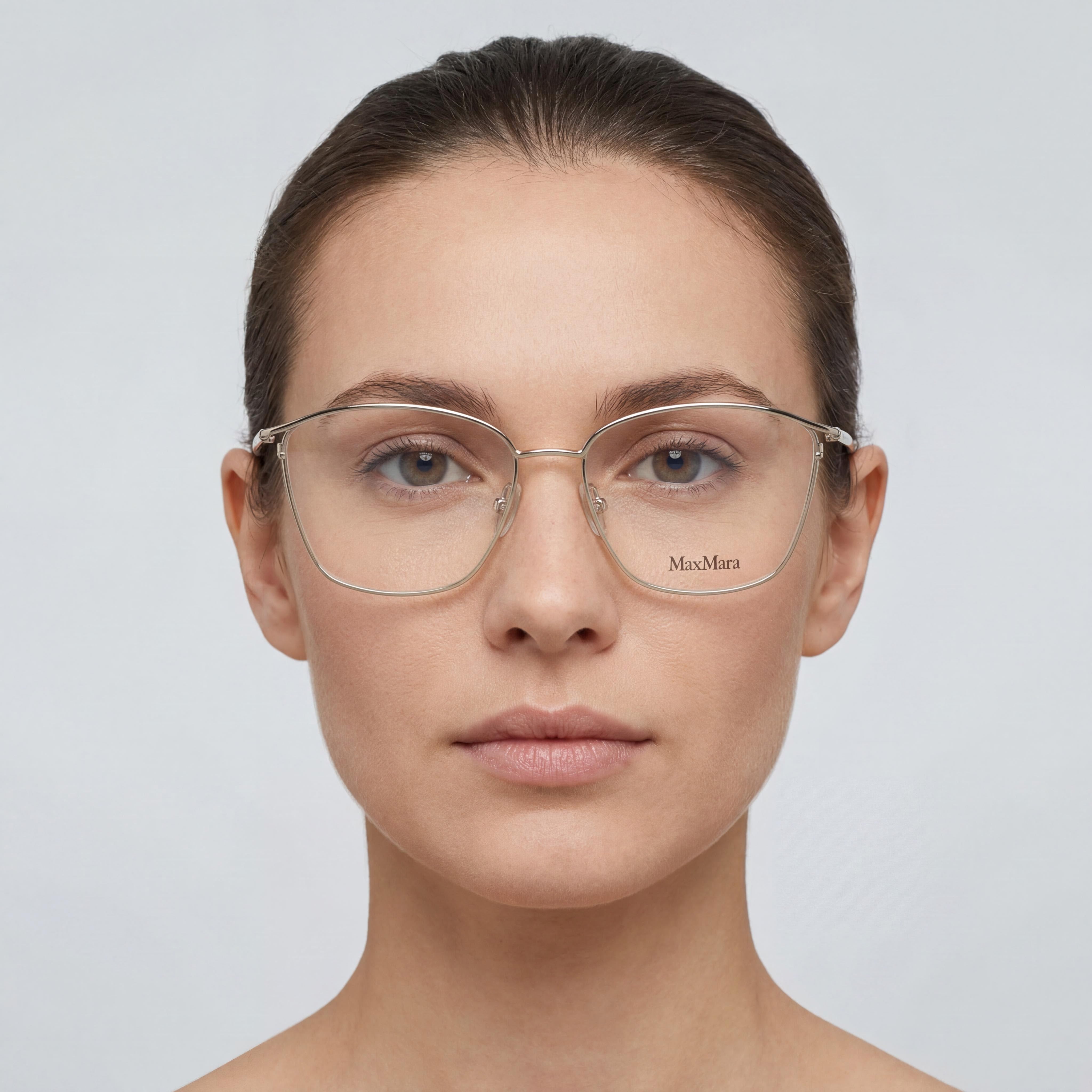 Gafas de mujer informales MaxMara con montura metálica dorado pálido y lentes transparentes 54-15-135, Photo 4