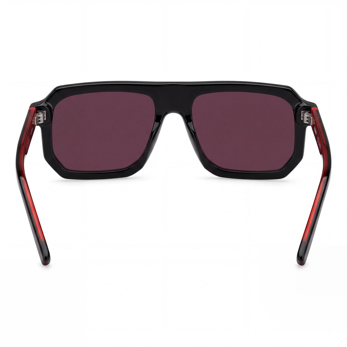 HUGO Women's Rectangular Flat Top Sunglasses, Black Frame with Red Mirror Lenses, 53mm, Photo 3