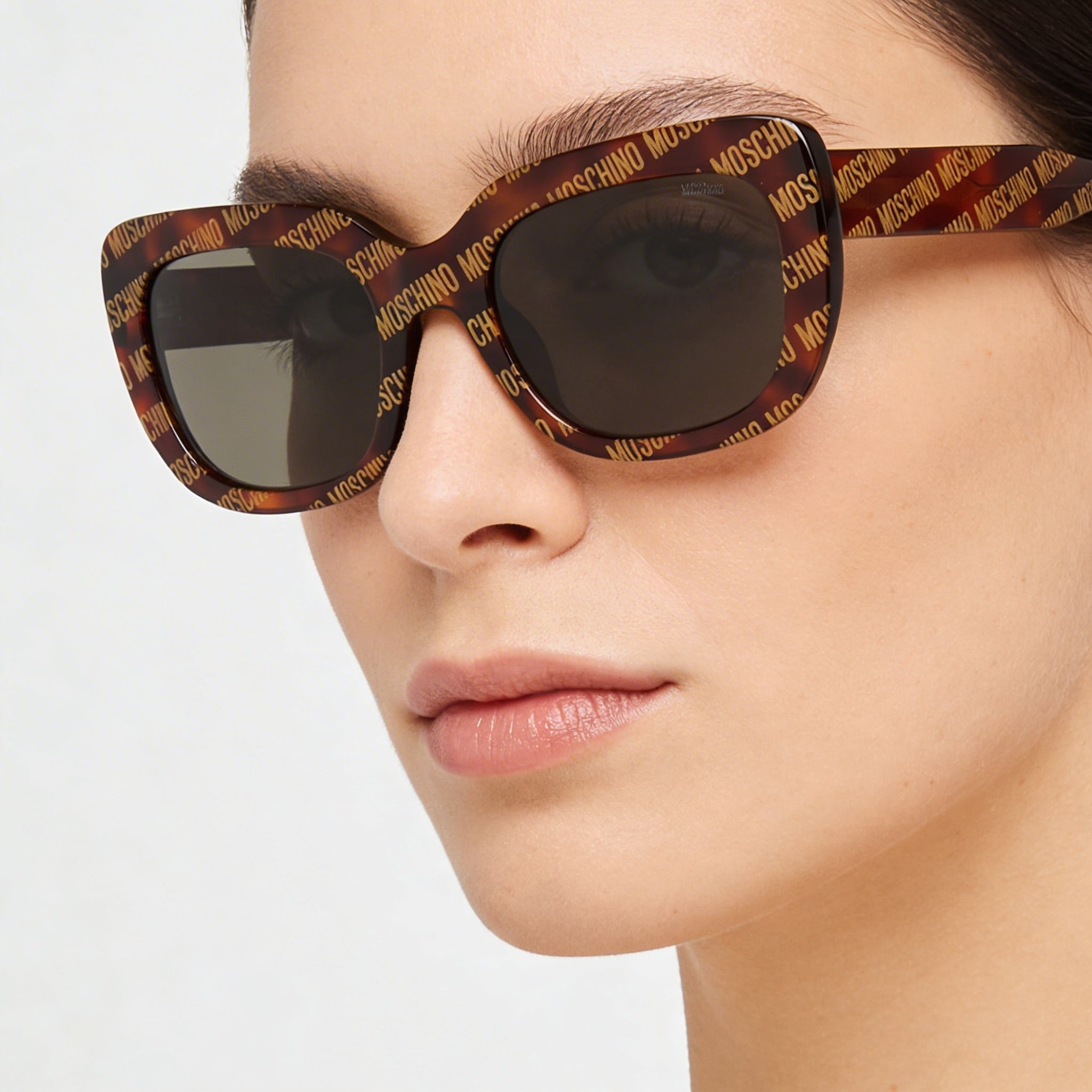 Gafas de sol Moschino MOS132/S para mujer, cuadradas, con diseño Havana, de acetato, con lentes grises, no polarizadas y protección UV, 53 mm, Photo 4