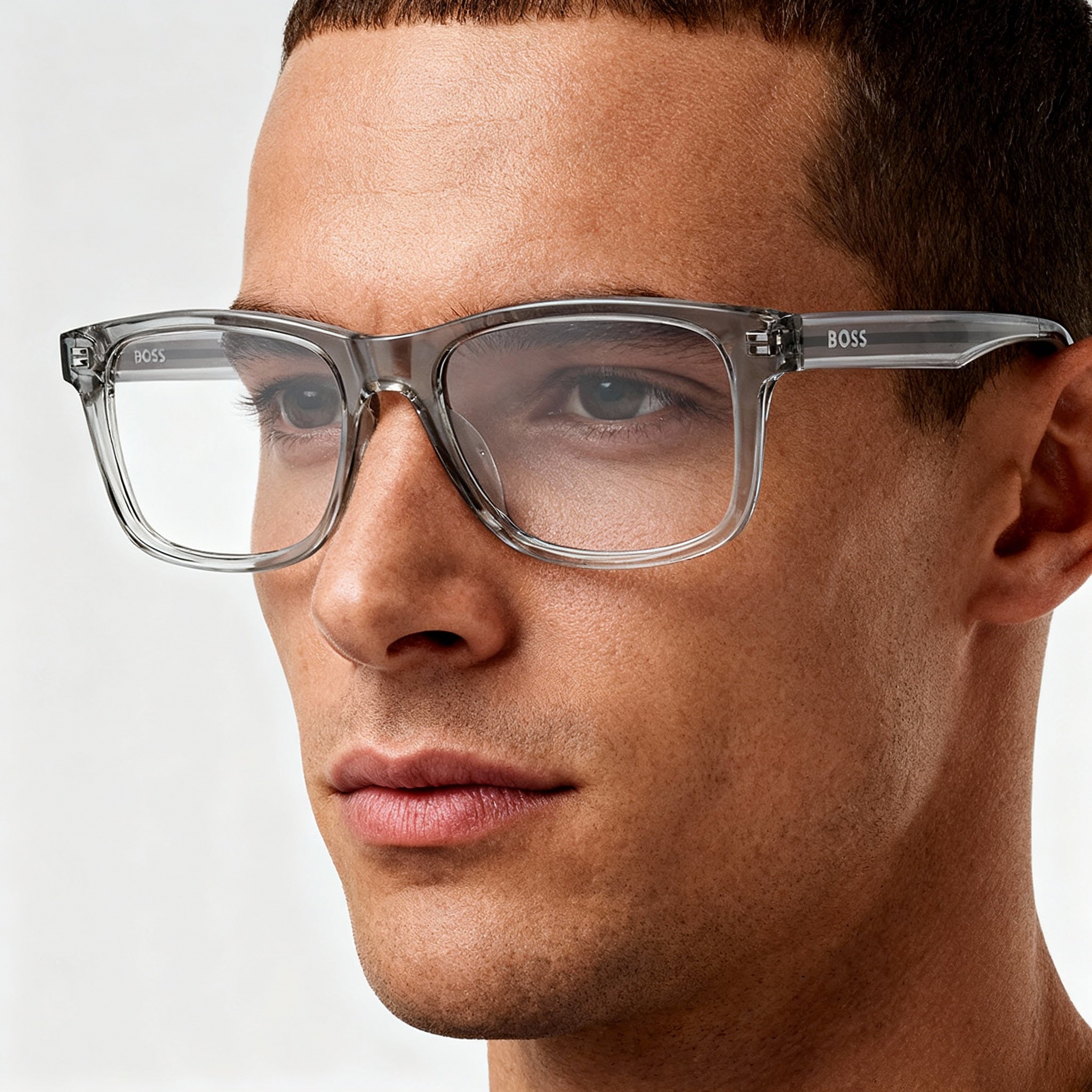 BOSS 1547 Men's Casual Acetate Frame Eyeglasses, Crystal Blue, Non-Polarized Lenses, Size 51-16, Photo 4