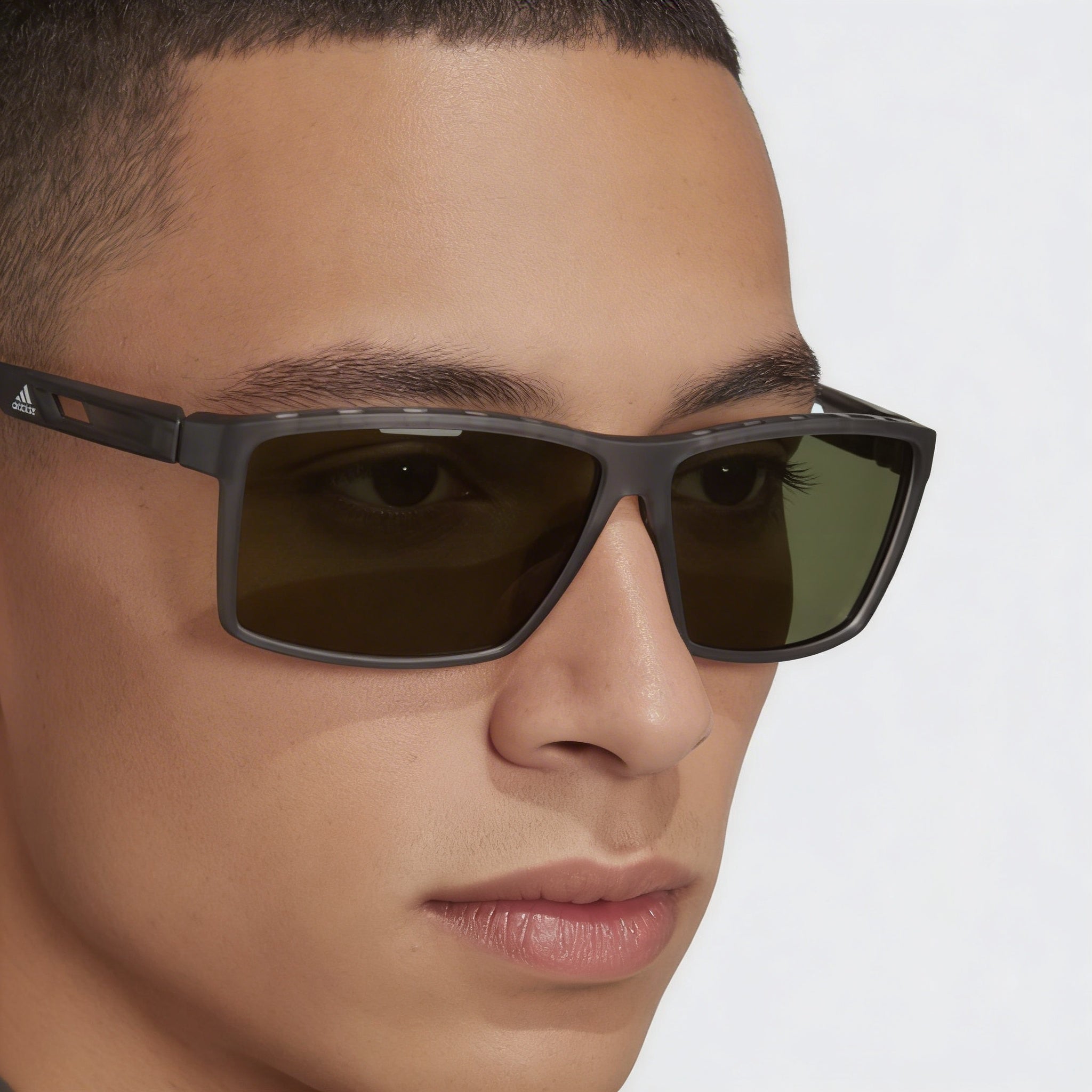 adidas Men's Injected Sun Glasses, Grey Green Plastic Frame, Green Lenses, UV Protection, 63mm, Photo 5