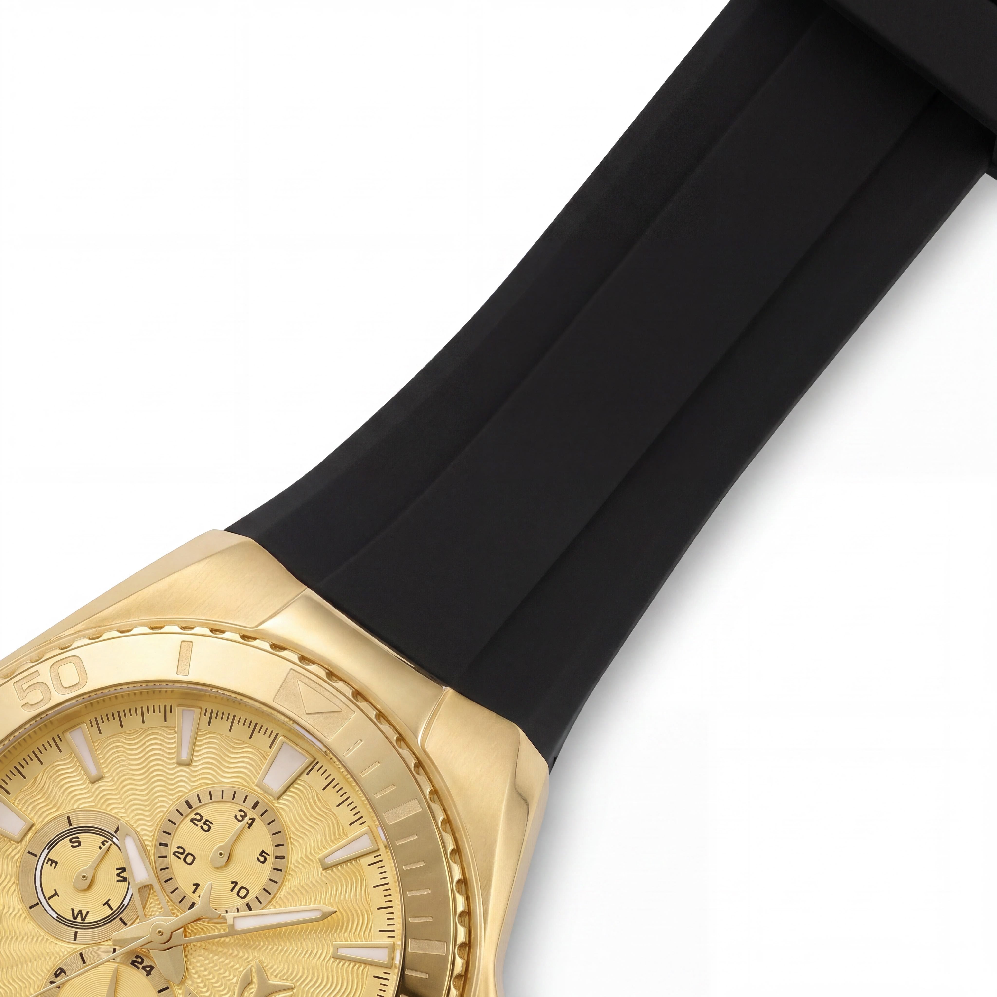 Technomarine Cruise TM-124018 Unisex Reloj de Cuarzo Cronógrafo Esfera Dorada Caja de Acero Inoxidable Correa de Silicona 45mm 10 ATM Resistente al Agua, Photo 3