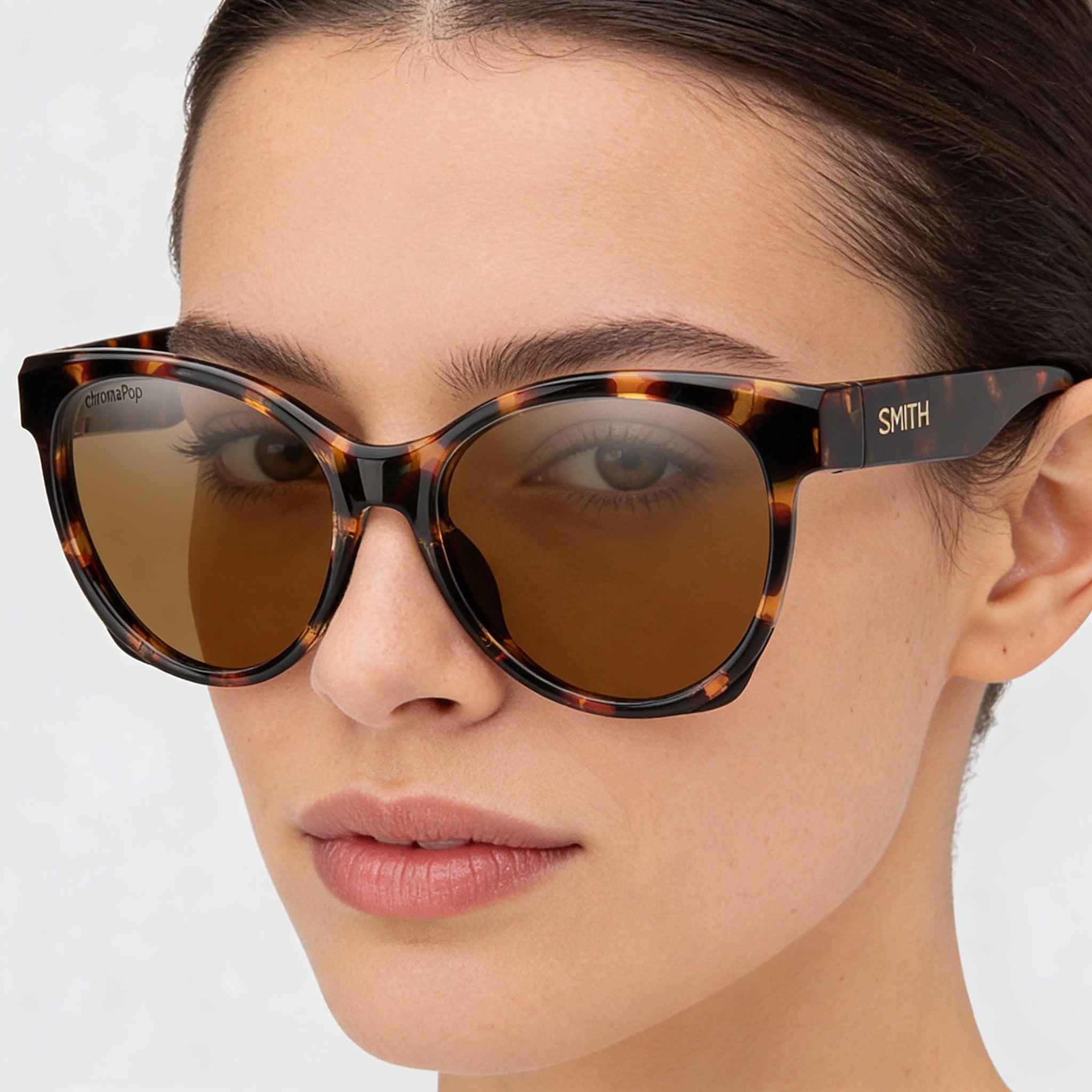 SMITH Women's Fairground UV Protected ChromaPop Polarized Brown Carbon Fibre Dark Tortoise Sunglasses, Photo 4