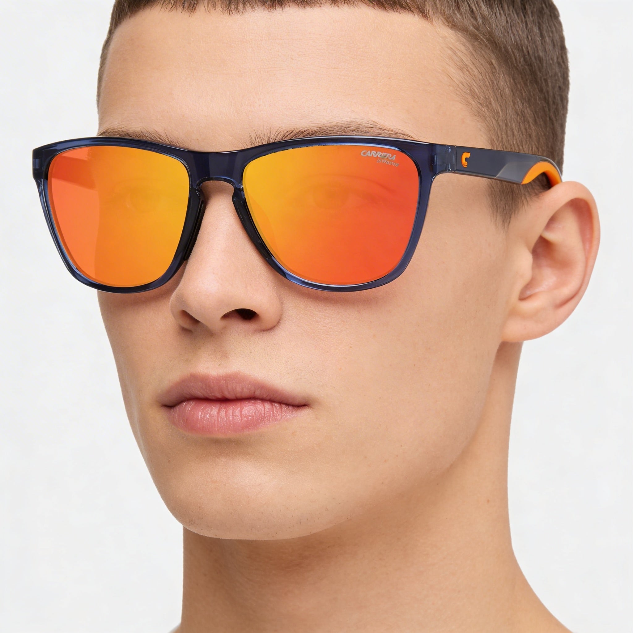 Carrera Classic Unisex Blue Orange Frame Blue Lens Injection Propionate Sunglasses UV Protection 56mm, Photo 4